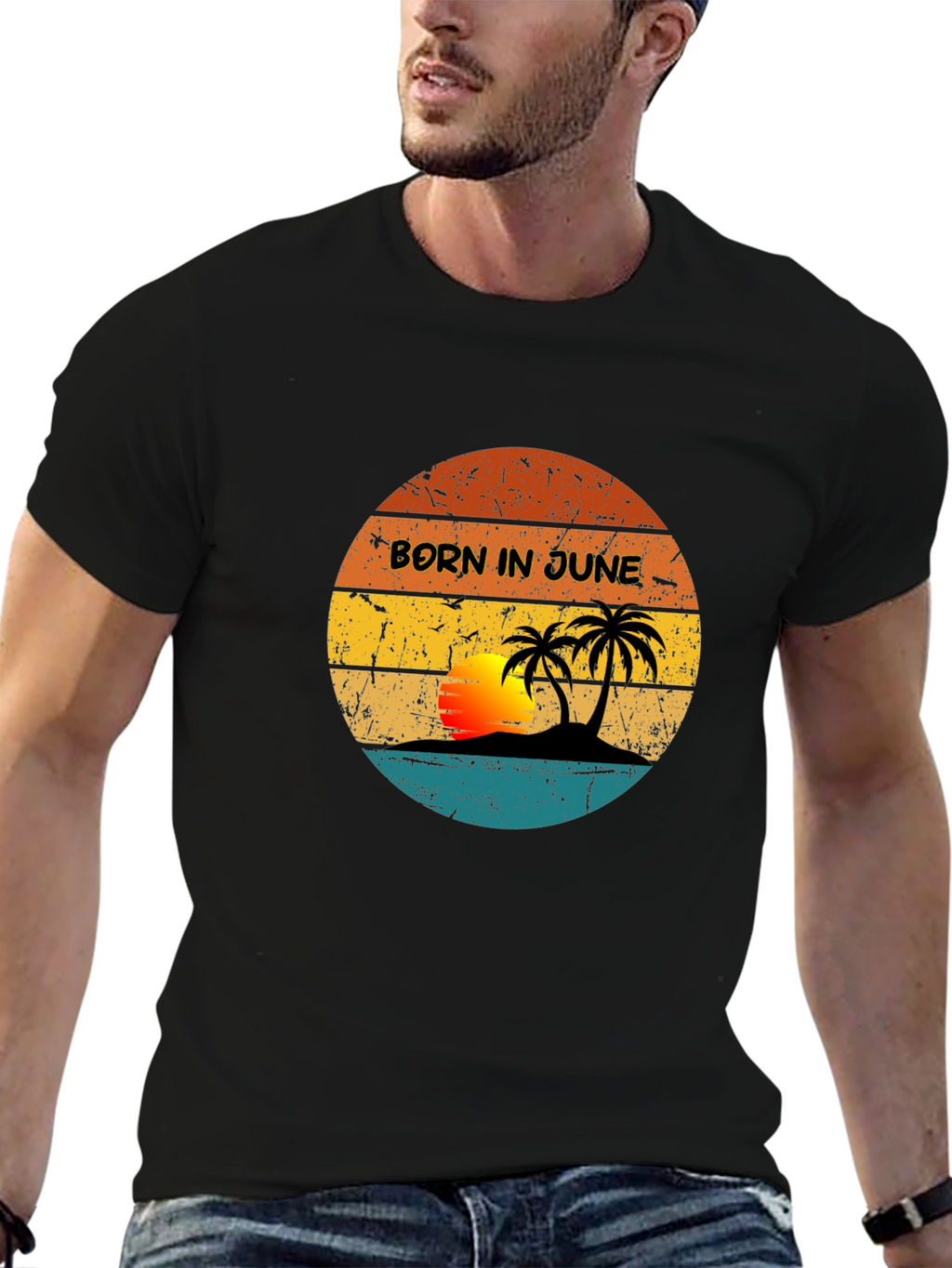 Born in June Tropical Sunset Graphic Tee