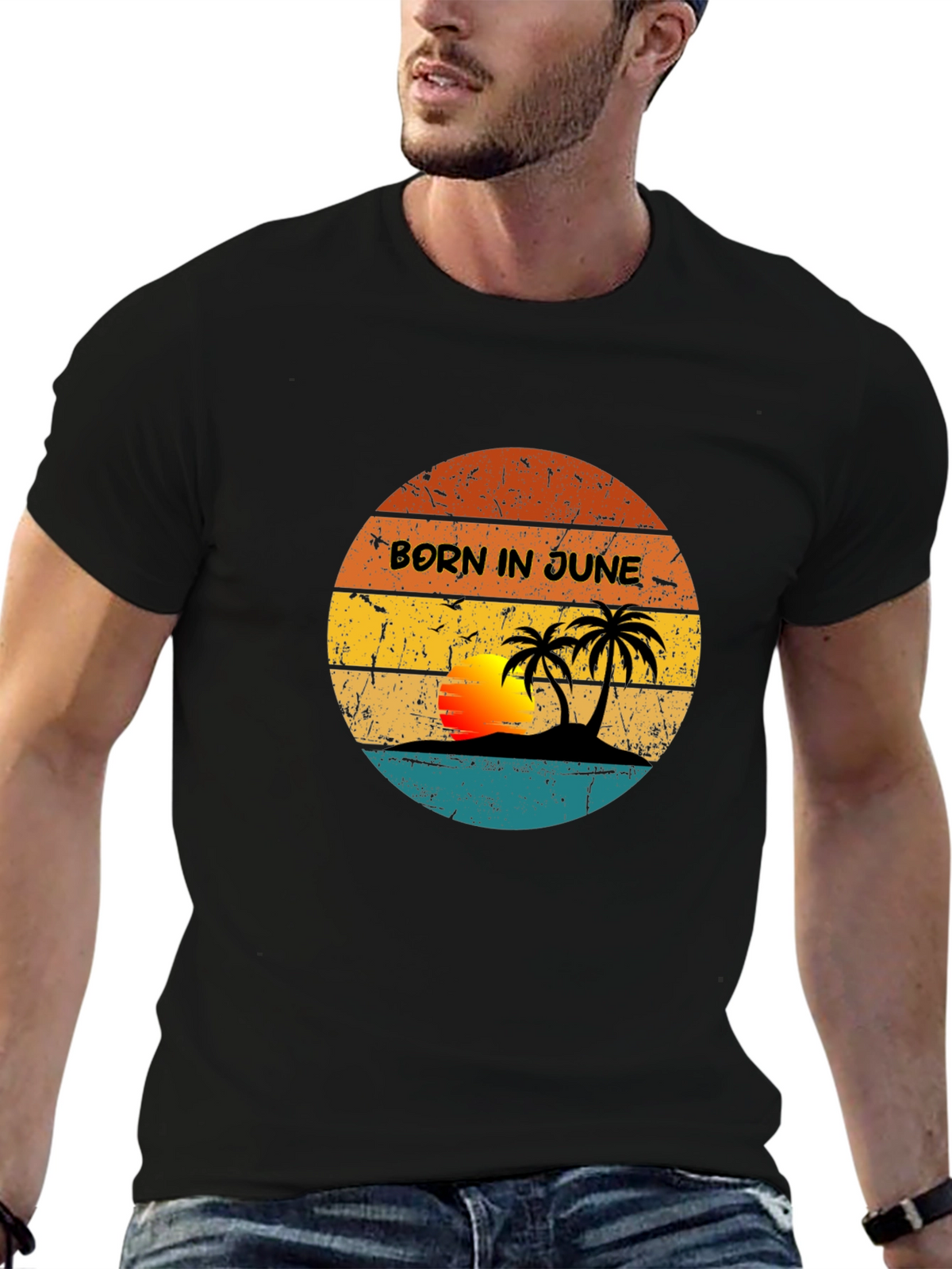 Born in June Tropical Sunset Graphic Tee