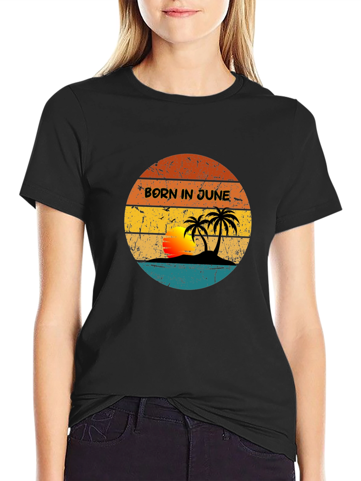 Born in June Tropical Sunset Graphic Tee