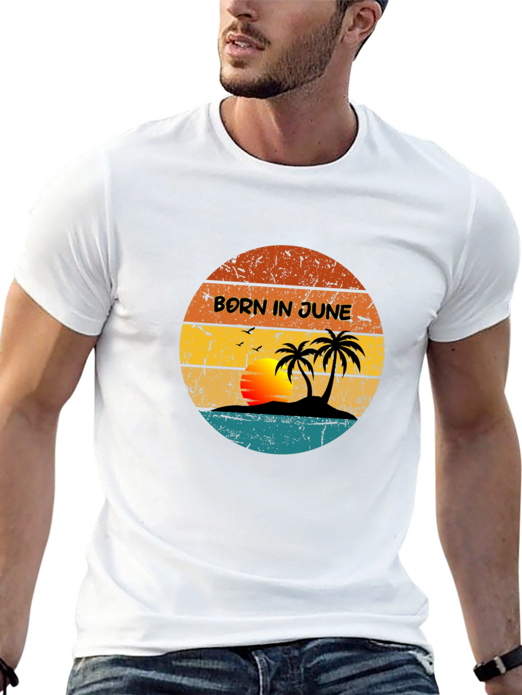 Born in June Tropical Sunset Graphic Tee