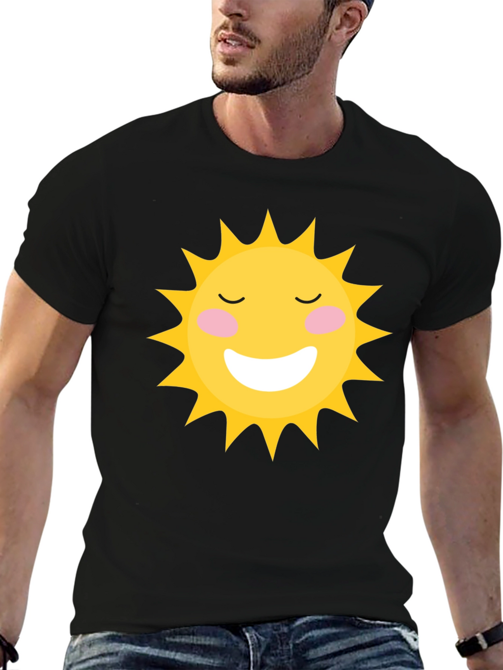 Smiling Sun Graphic Black T-Shirt