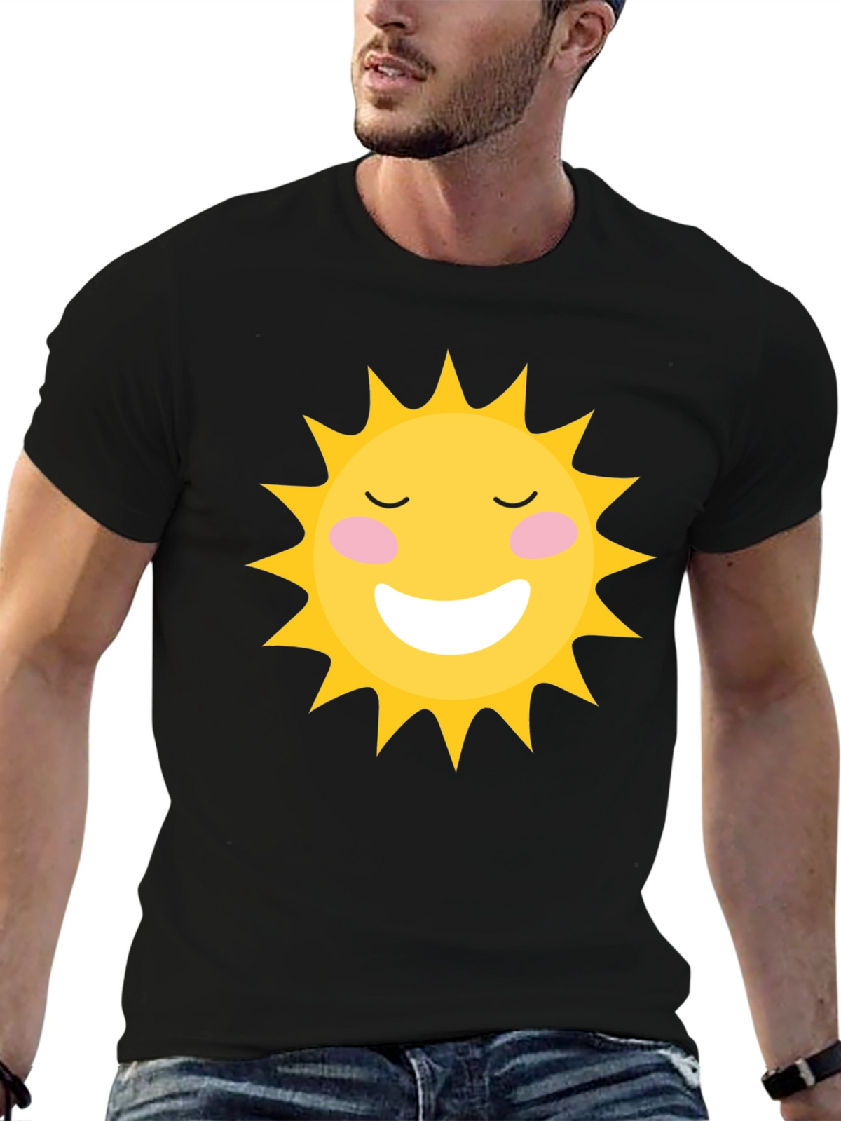 Smiling Sun Graphic Black T-Shirt