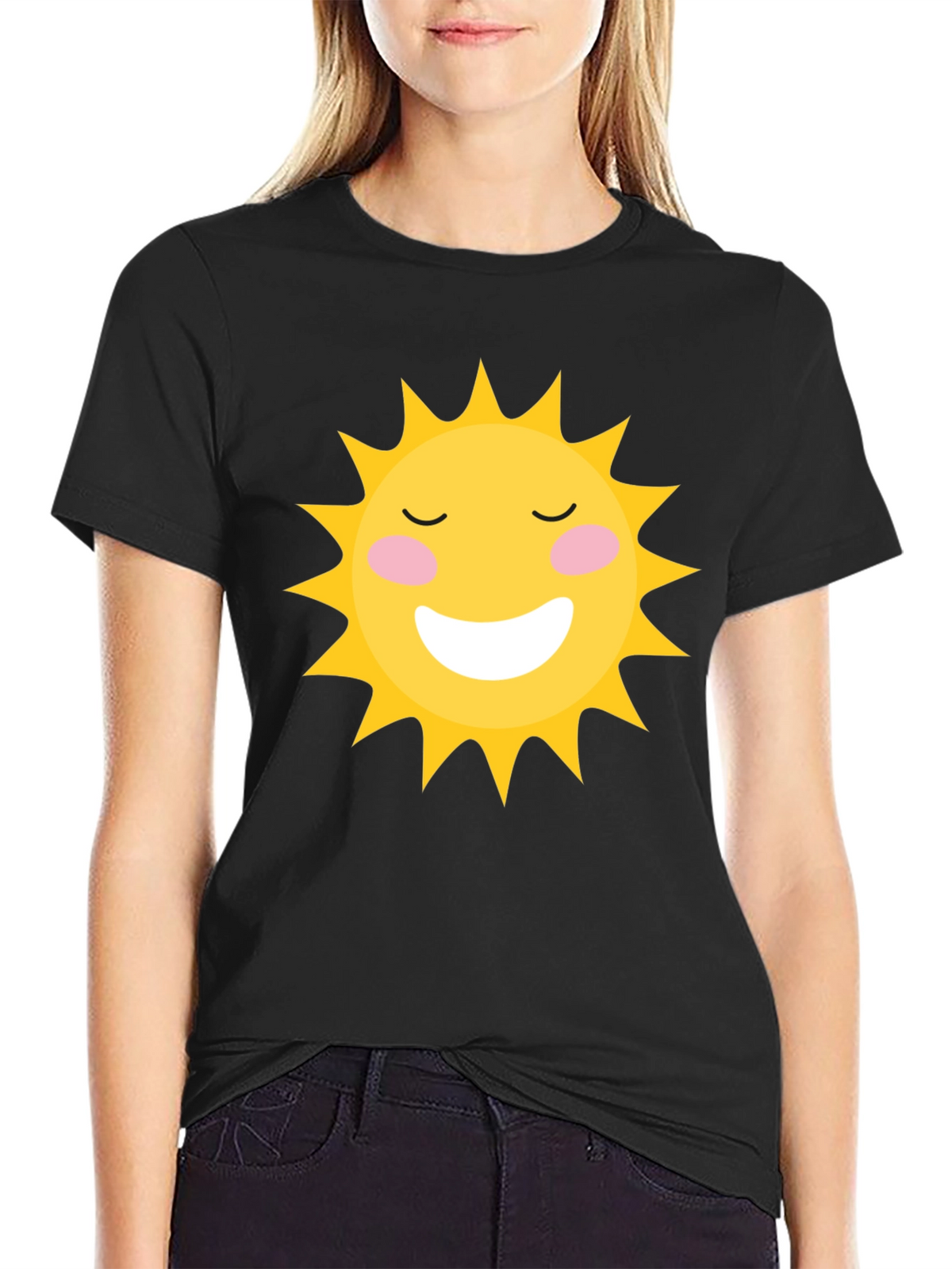 Smiling Sun Graphic Black T-Shirt