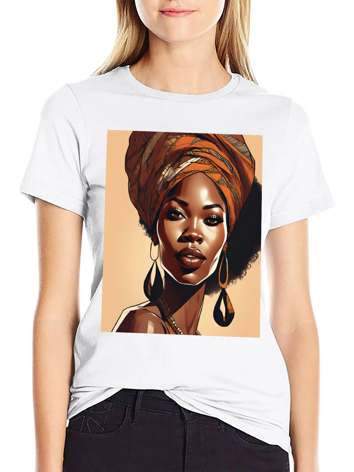 Elegant Woman T-Shirt Afrocentric Style