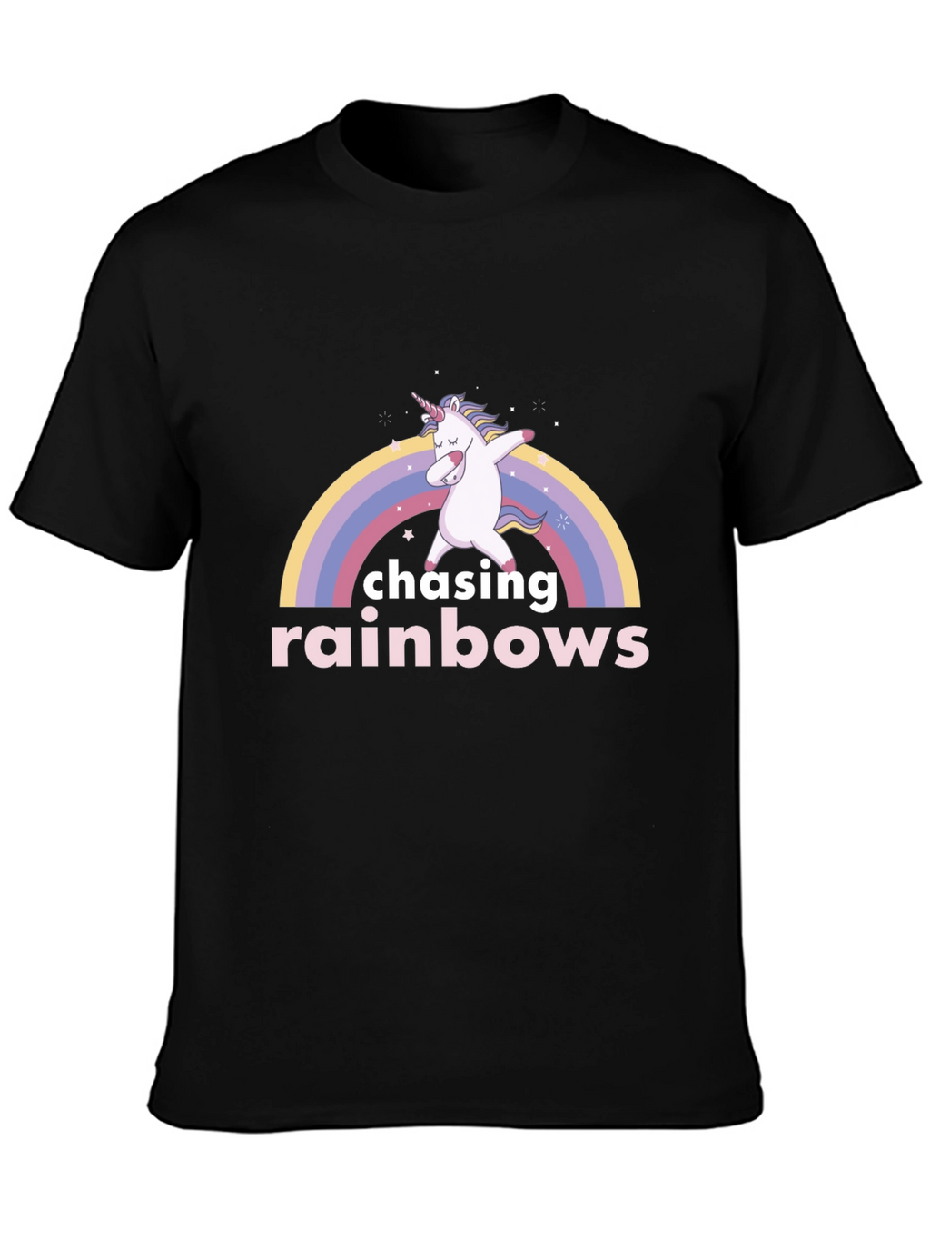 Chasing Rainbows Unicorn Dab Black T-Shirt