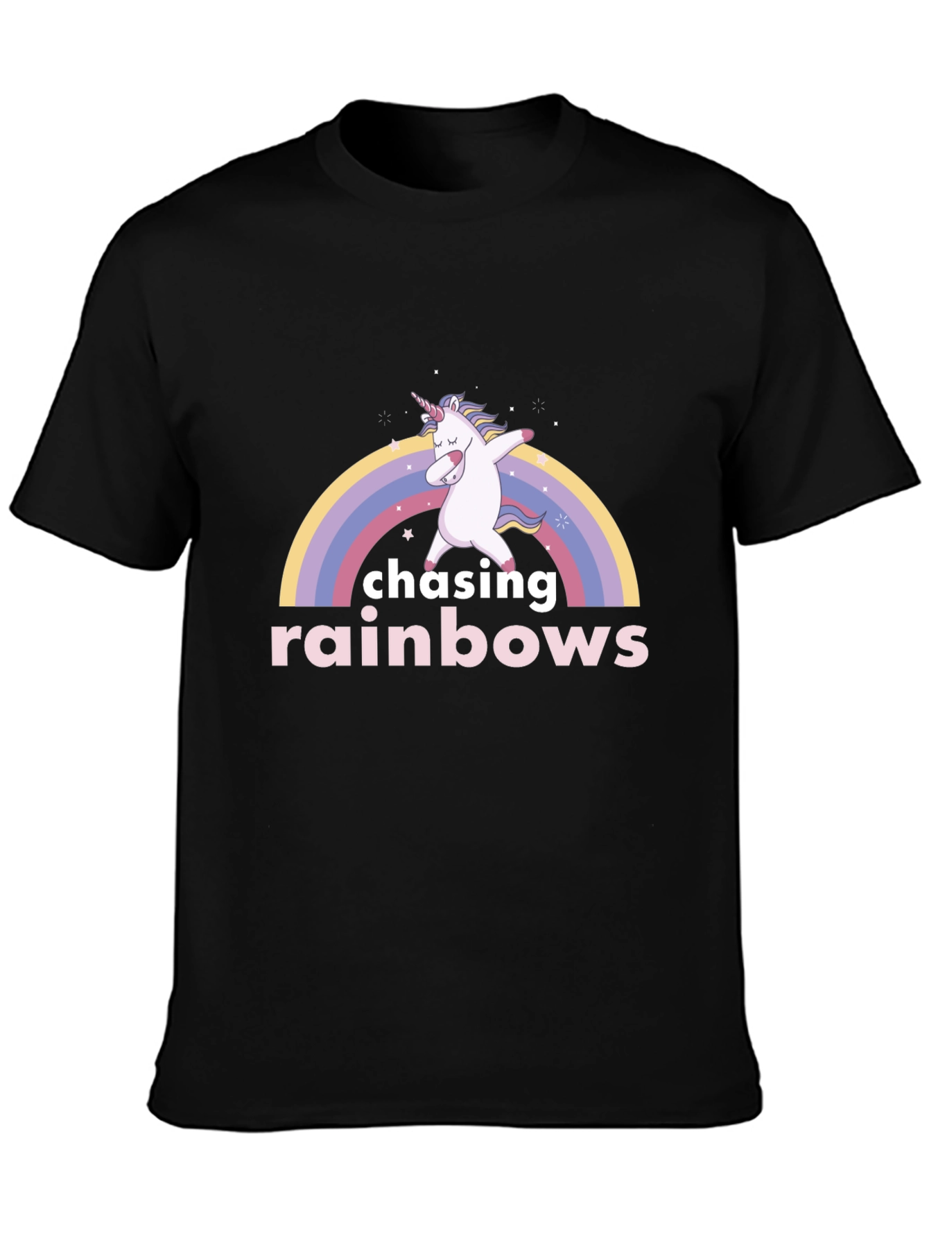Chasing Rainbows Unicorn Dab Black T-Shirt