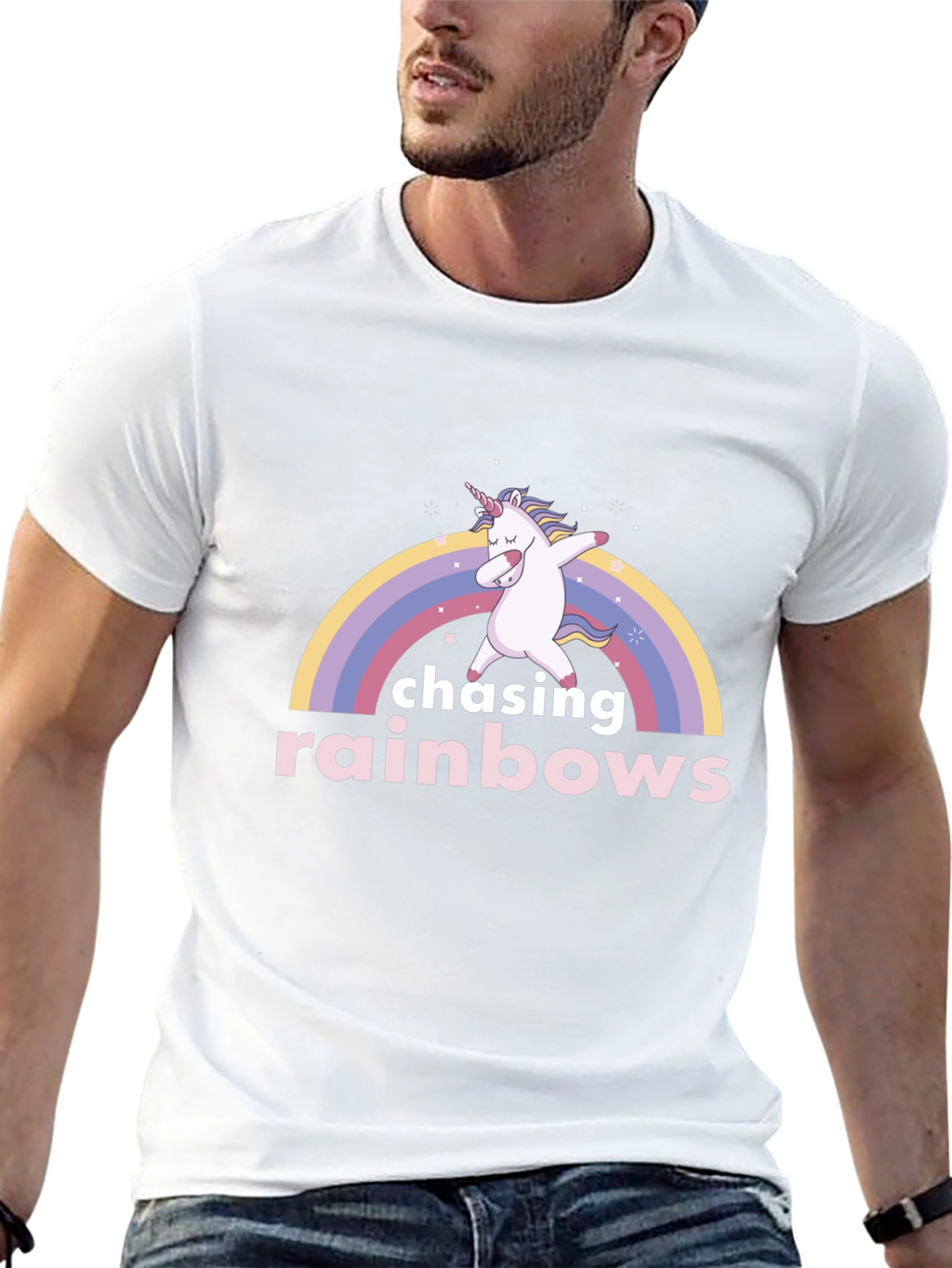 Chasing Rainbows Unicorn Dab Black T-Shirt