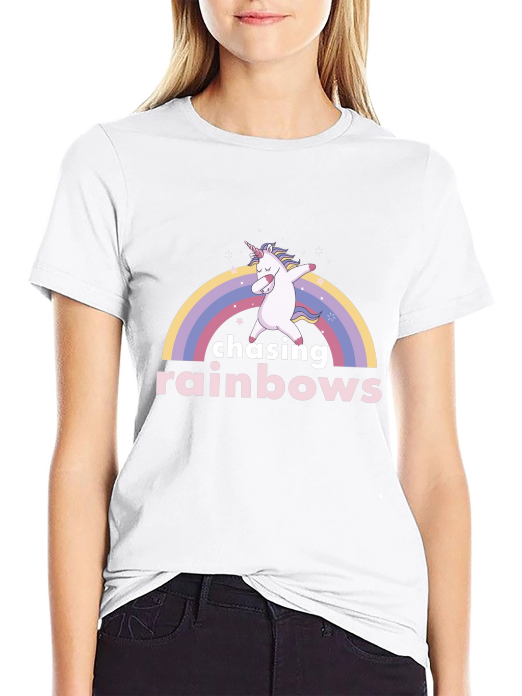 Chasing Rainbows Unicorn Dab Black T-Shirt