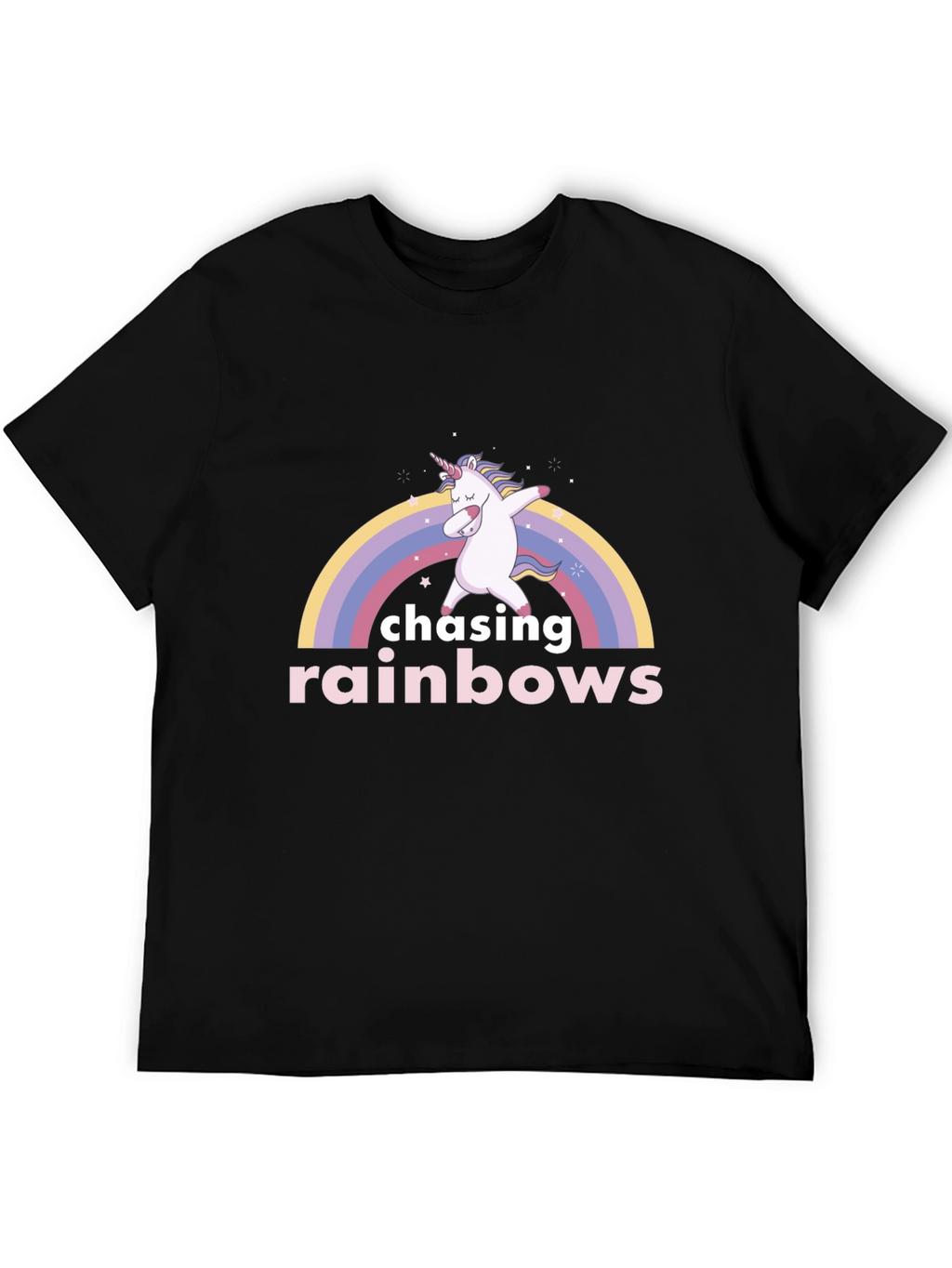 Chasing Rainbows Unicorn Dab Black T-Shirt