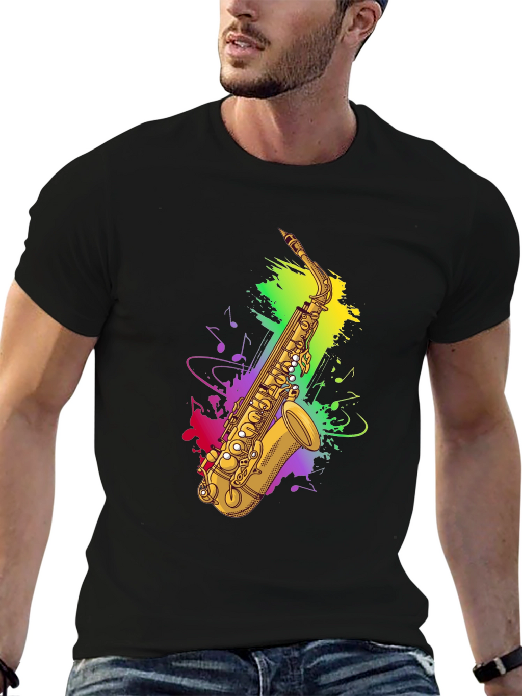 Saxophone Music T-Shirt - Black Graphic Tee