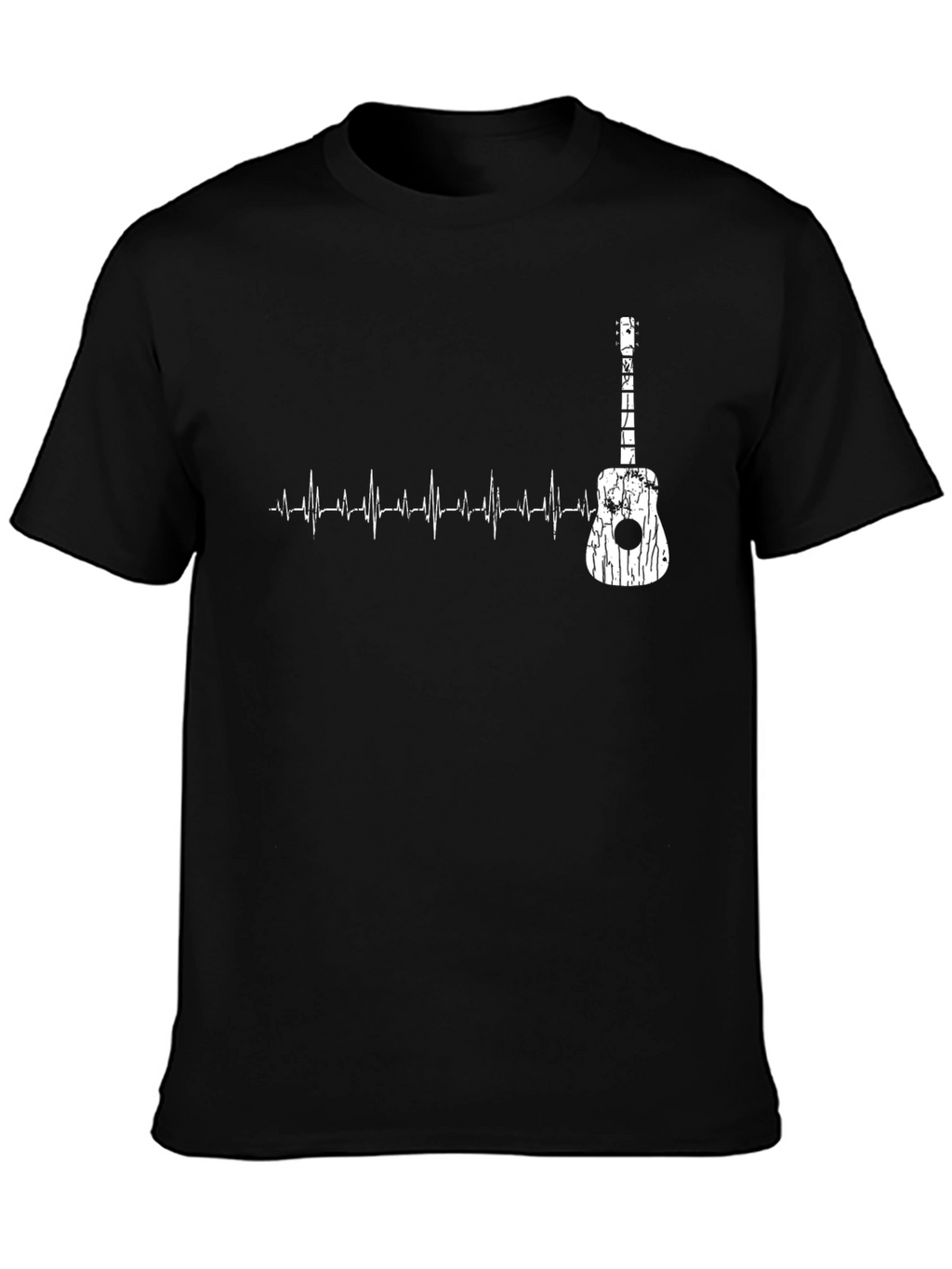 Guitar Heartbeat Graphic T-Shirt - Black