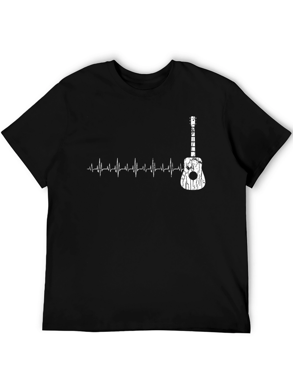 Guitar Heartbeat Graphic T-Shirt - Black