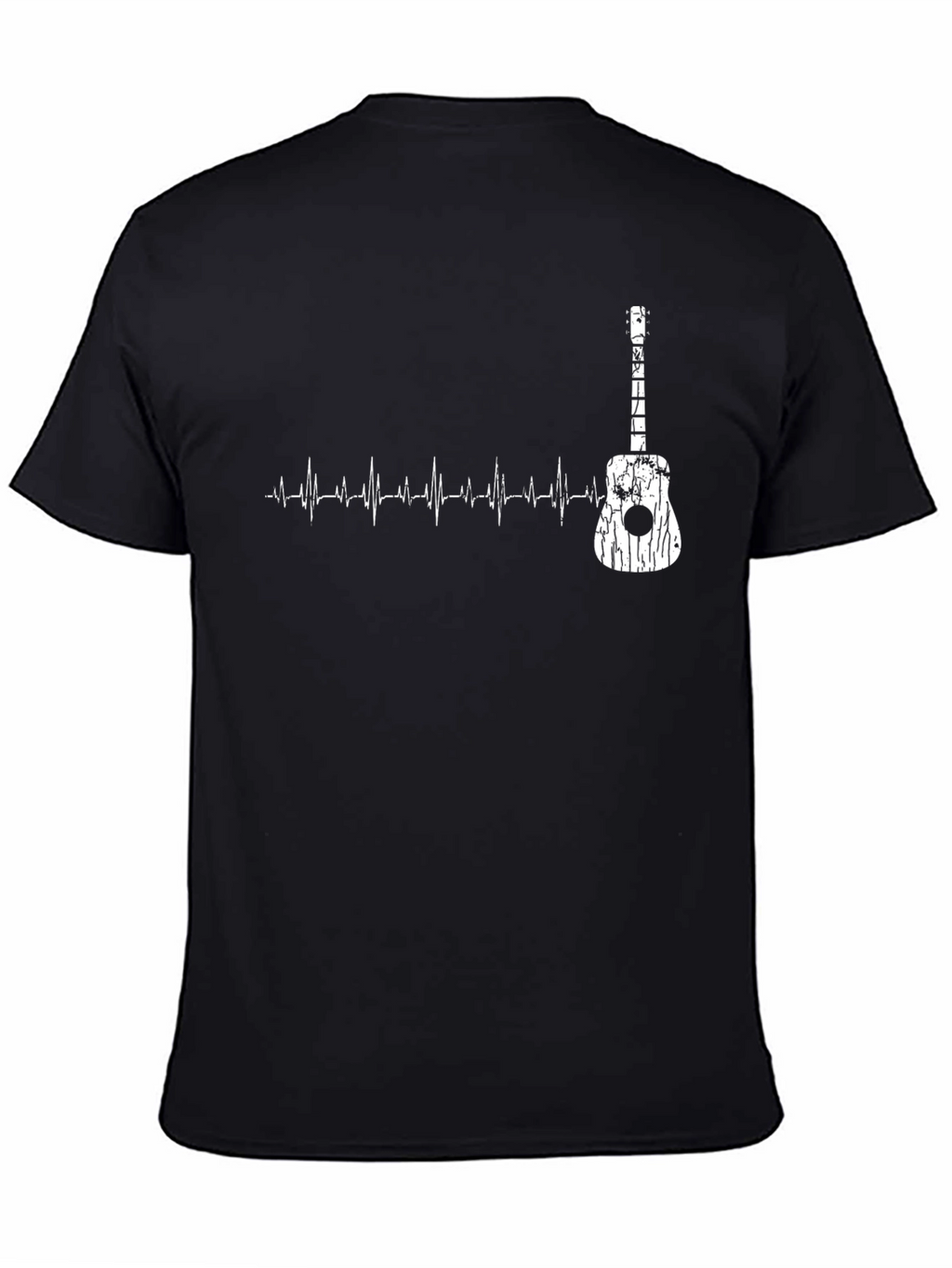 Guitar Heartbeat Graphic T-Shirt - Black