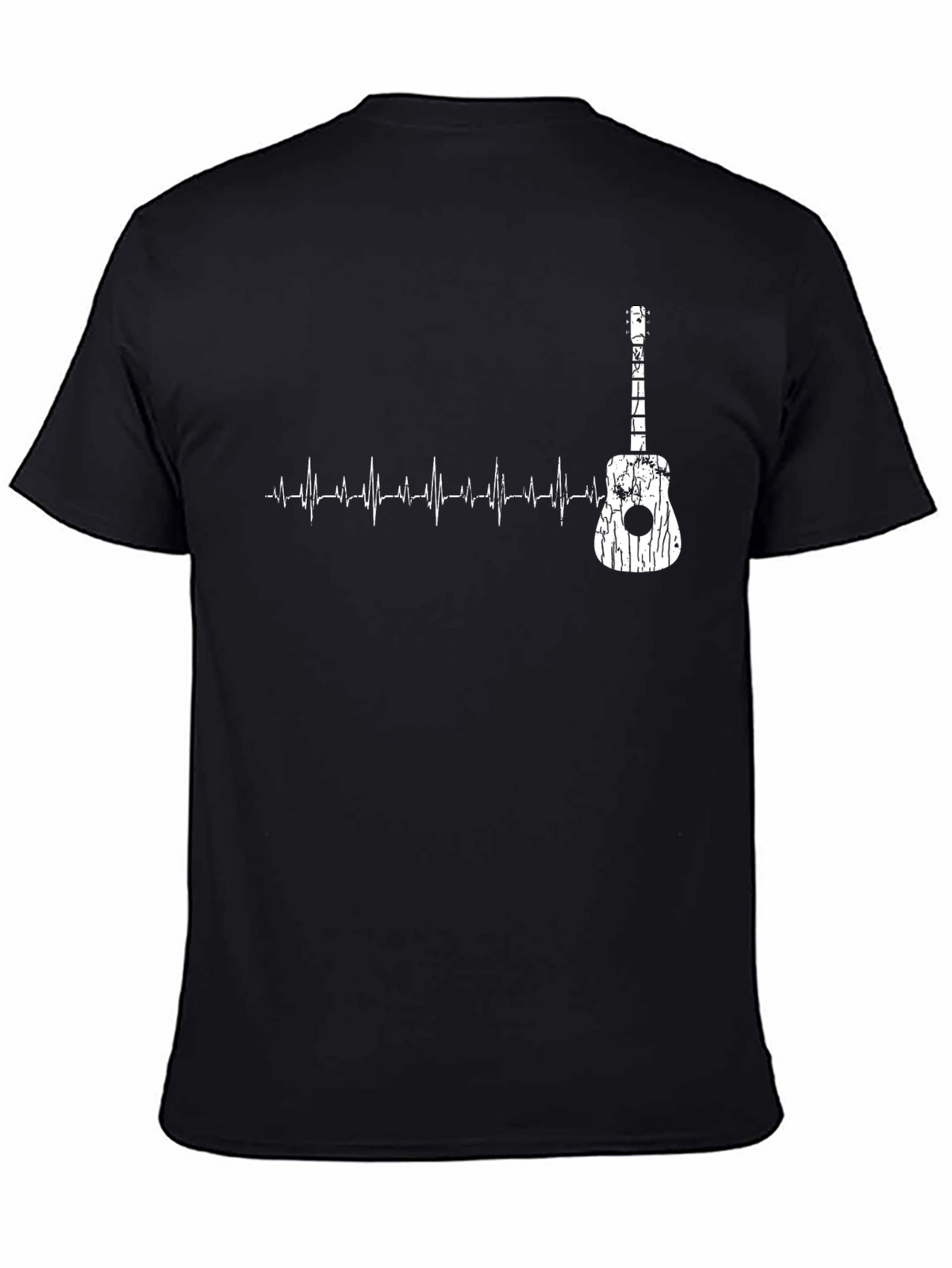 Guitar Heartbeat Graphic T-Shirt - Black