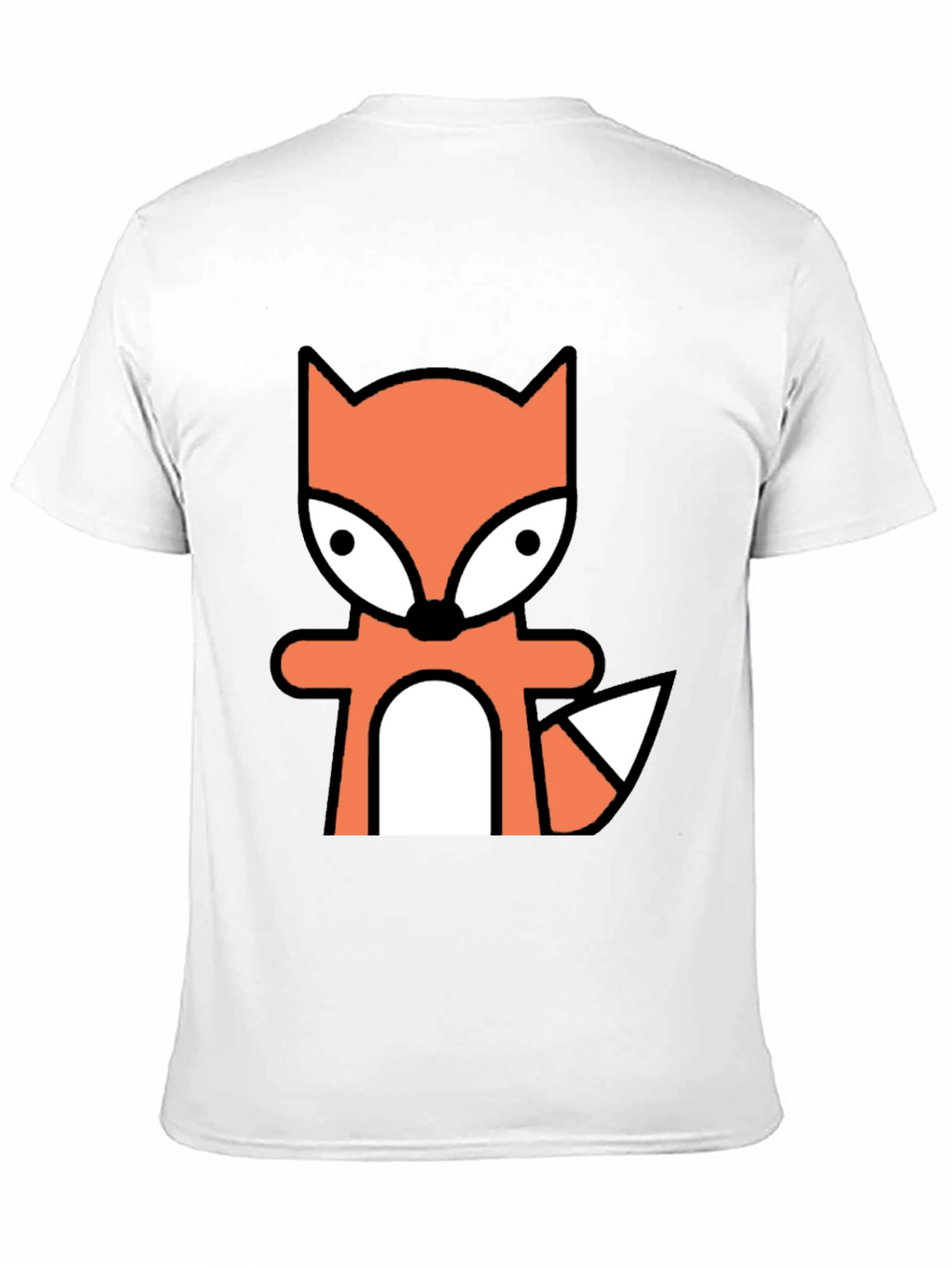 Cartoon Fox Graphic Tee - Black Cotton Blend