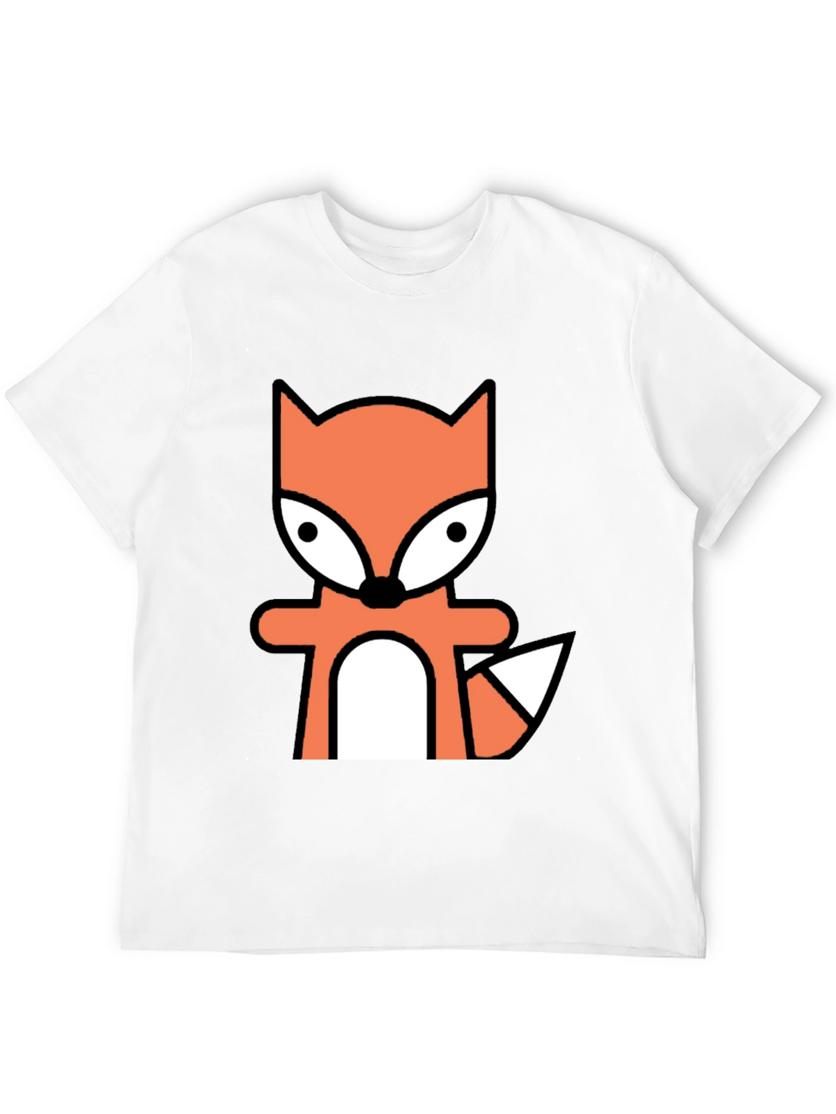 Cartoon Fox Graphic Tee - Black Cotton Blend