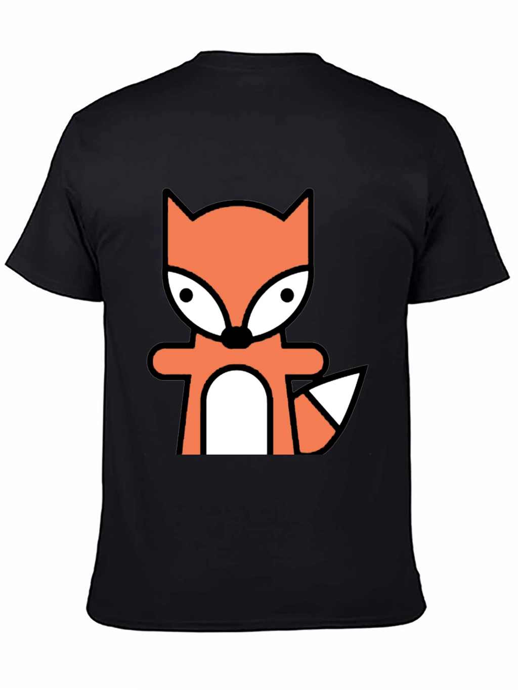 Cartoon Fox Graphic Tee - Black Cotton Blend