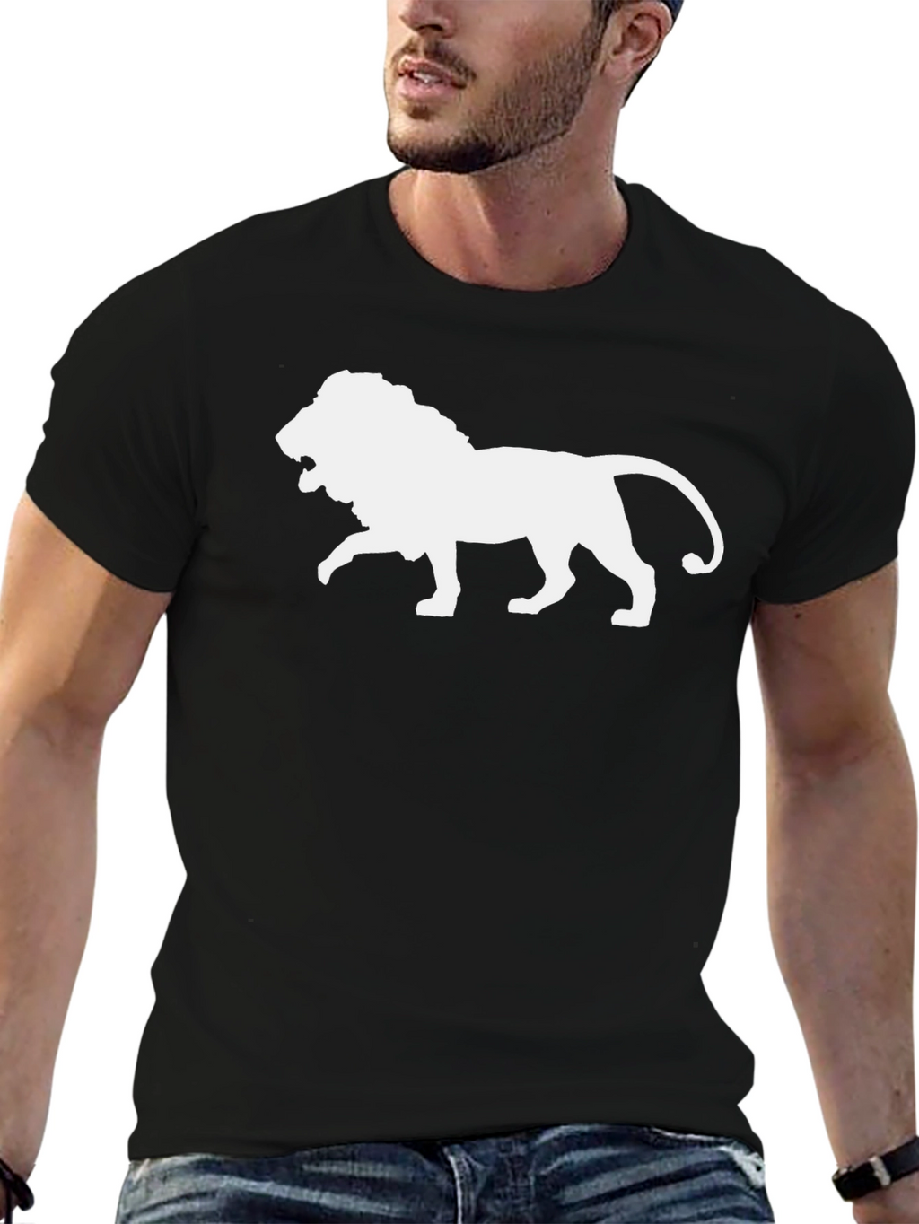 Lion Graphic Tee - Bold Black Cotton T-Shirt