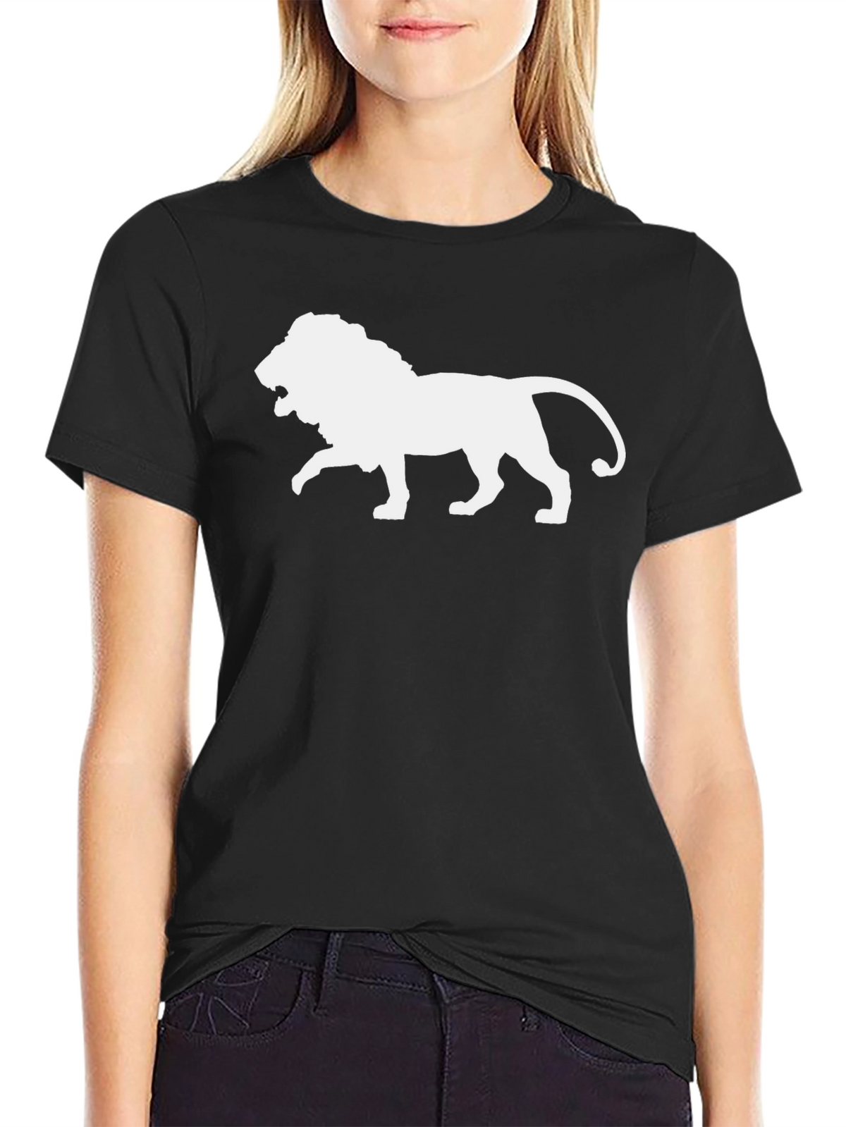 Lion Graphic Tee - Bold Black Cotton T-Shirt