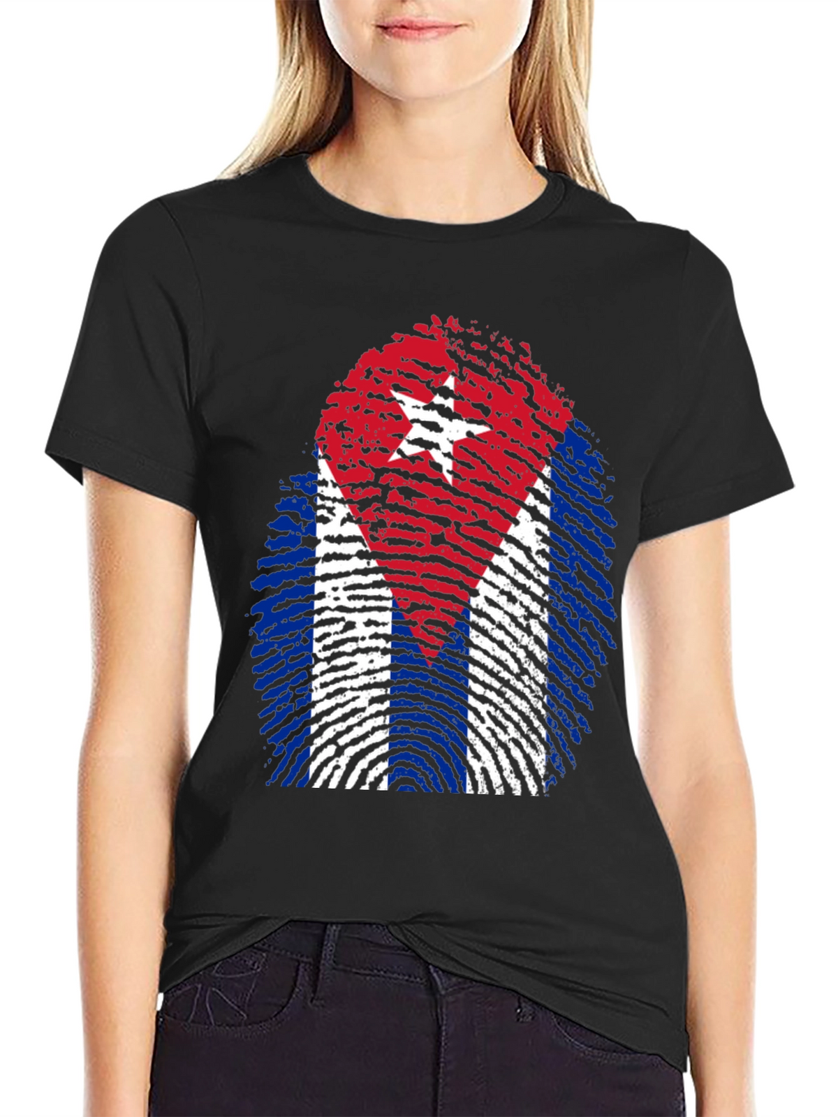 Cuba Flag Fingerprint Graphic T-Shirt