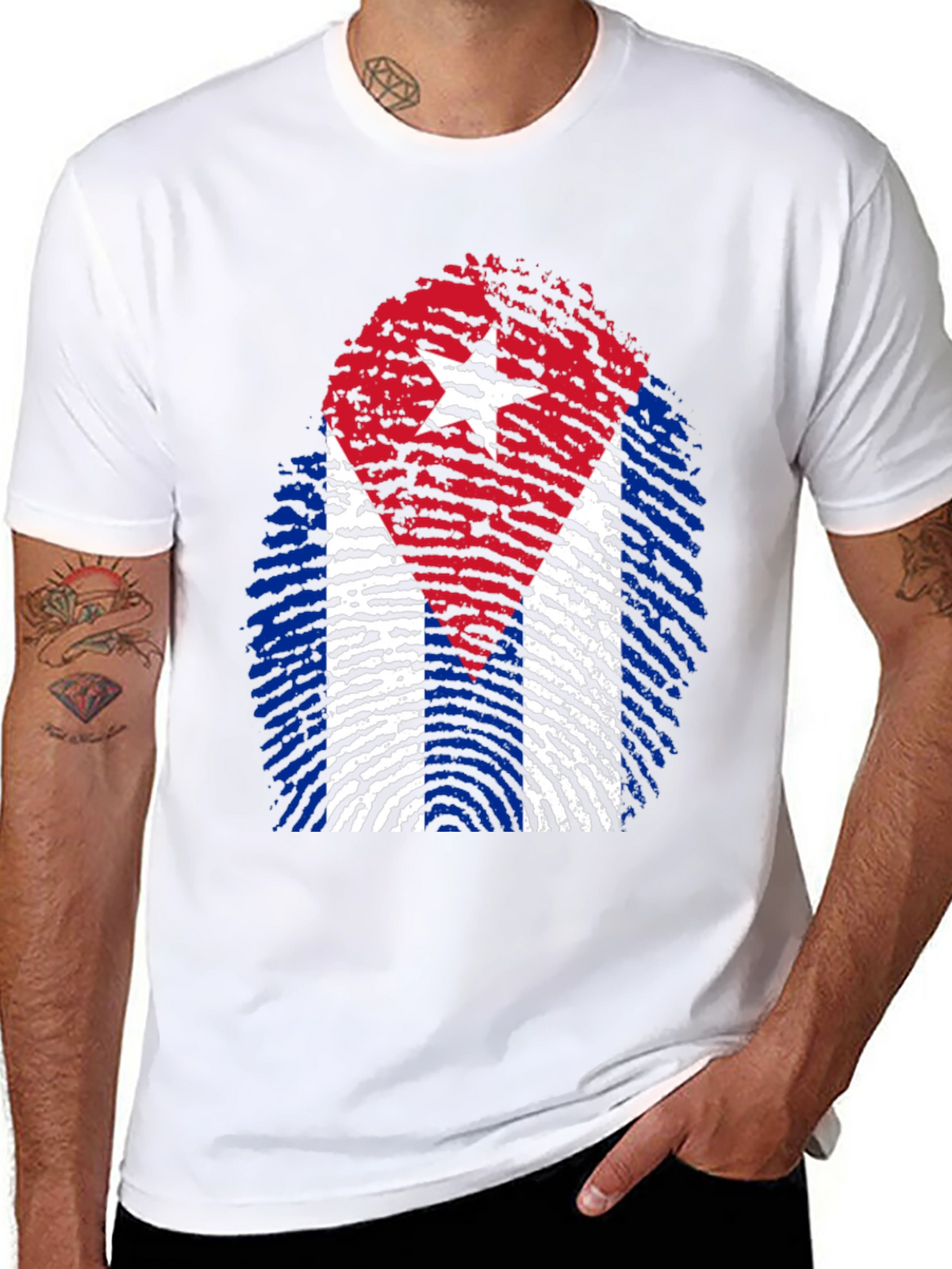 Cuba Flag Fingerprint Graphic T-Shirt