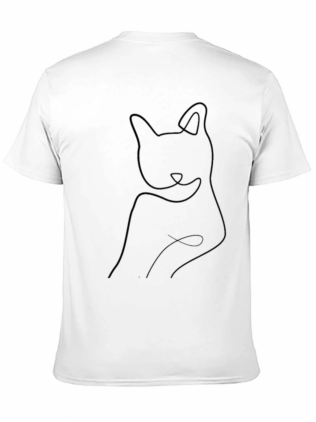 Minimalist Cat Outline Black T-Shirt