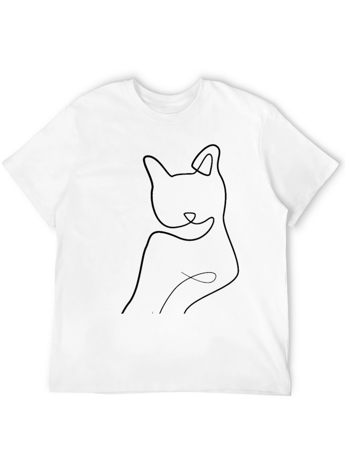 Minimalist Cat Outline Black T-Shirt