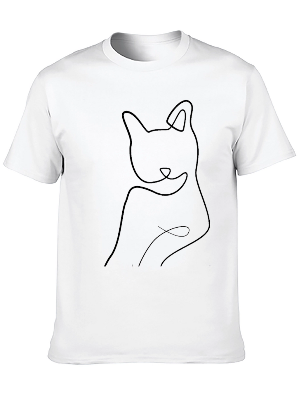 Minimalist Cat Outline Black T-Shirt