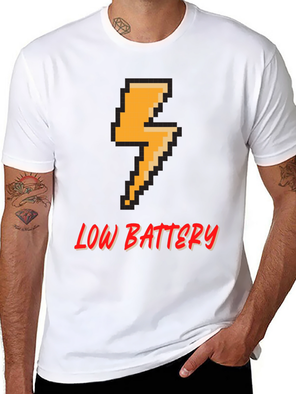 Pixel Low Battery T-Shirt - Gamer Style Tee