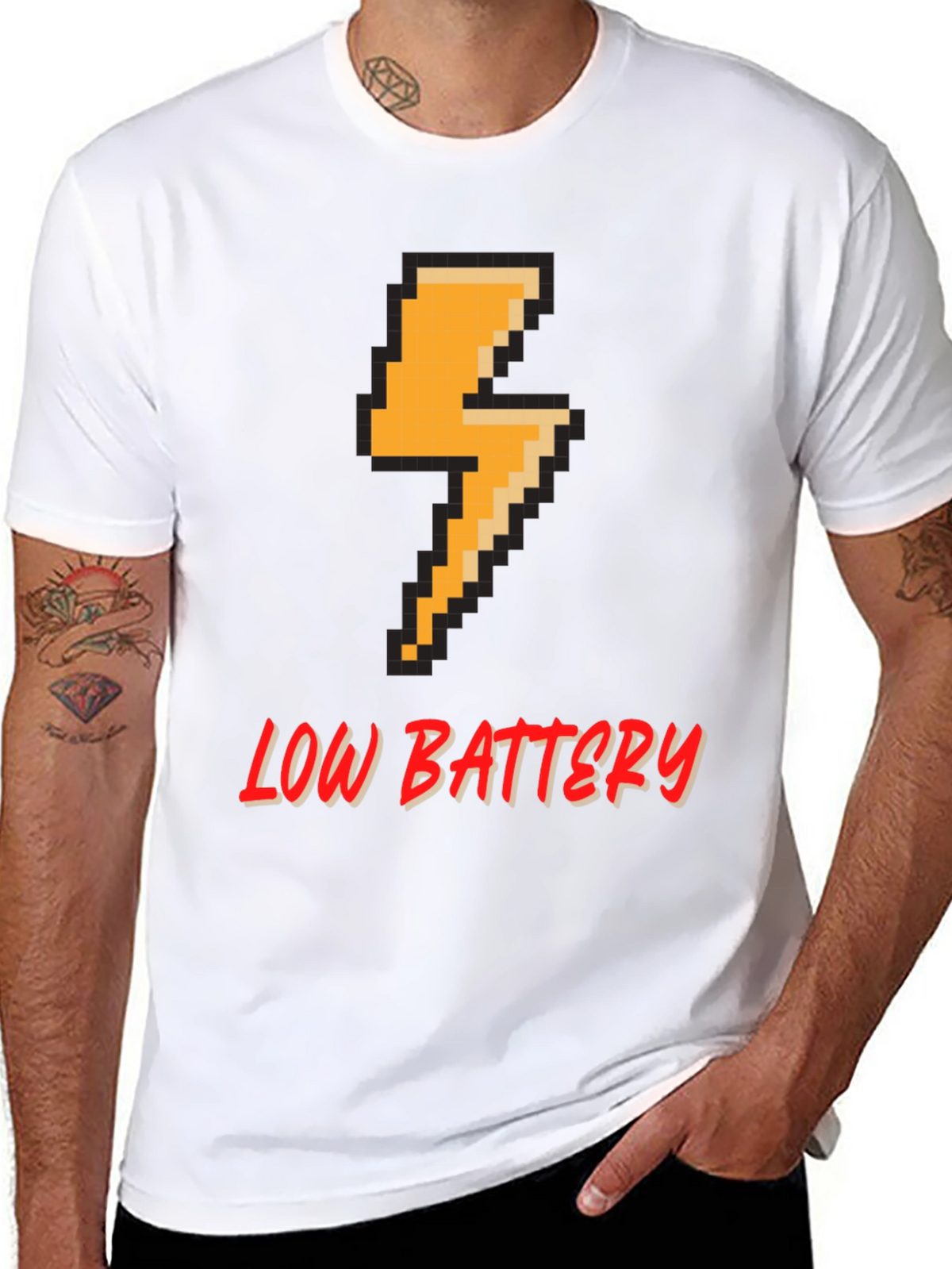 Pixel Low Battery T-Shirt - Gamer Style Tee