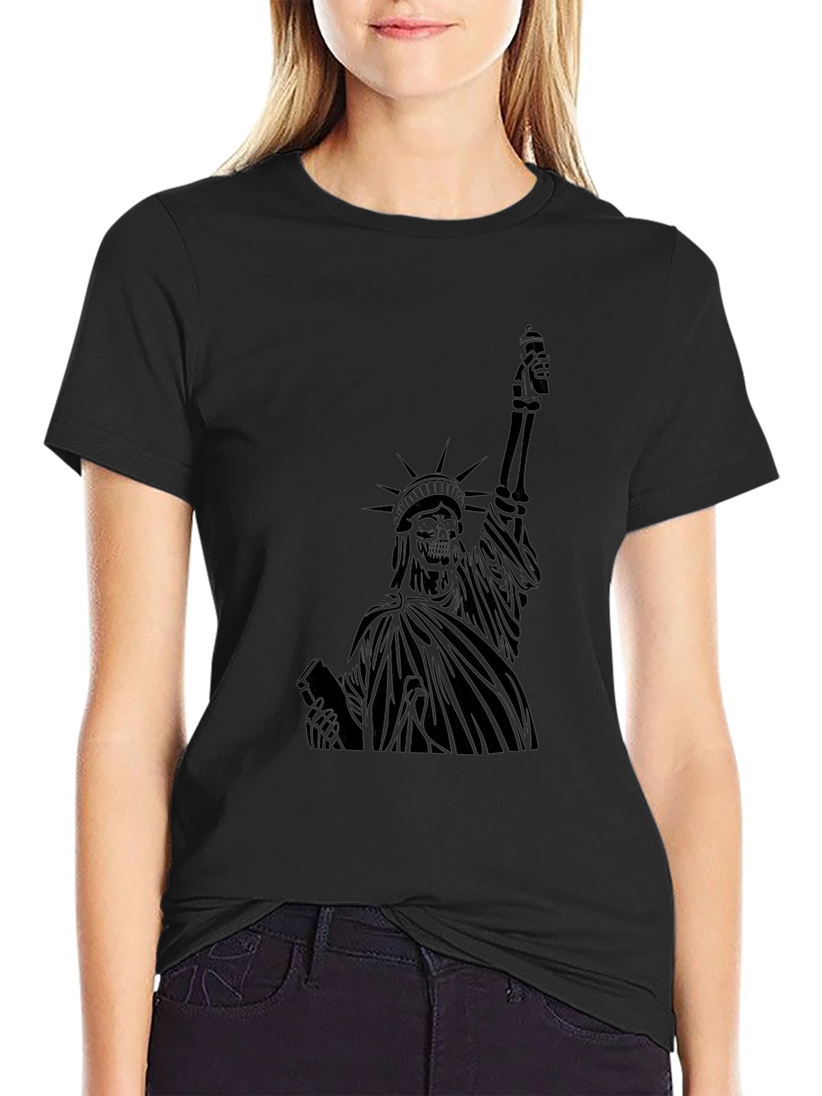 Statue of Liberty Skeleton Graphic T-Shirt