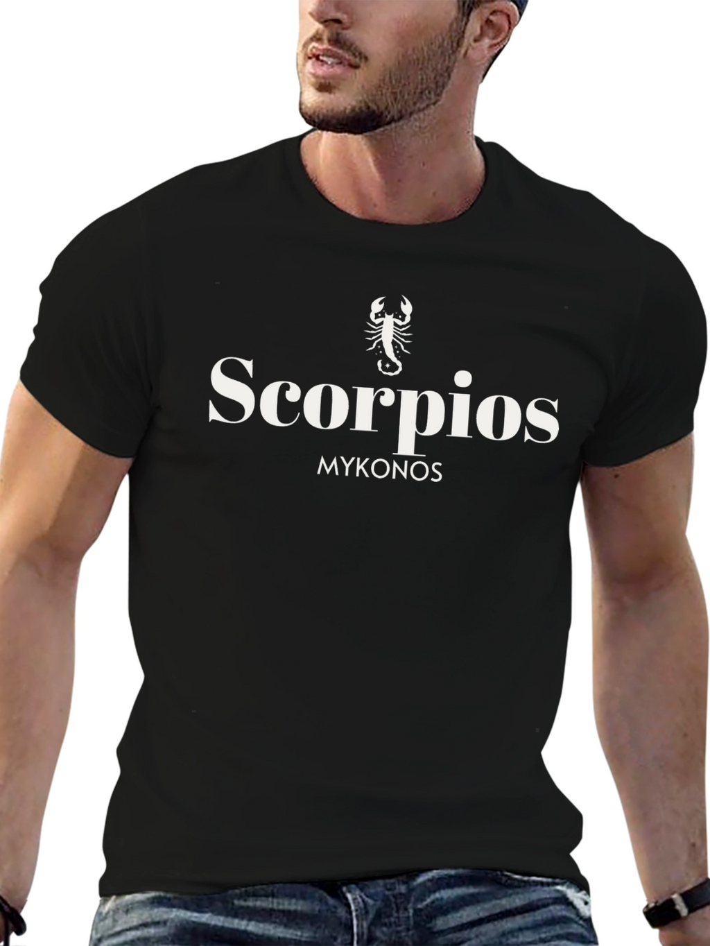 Scorpios Mykonos Black Graphic Tee