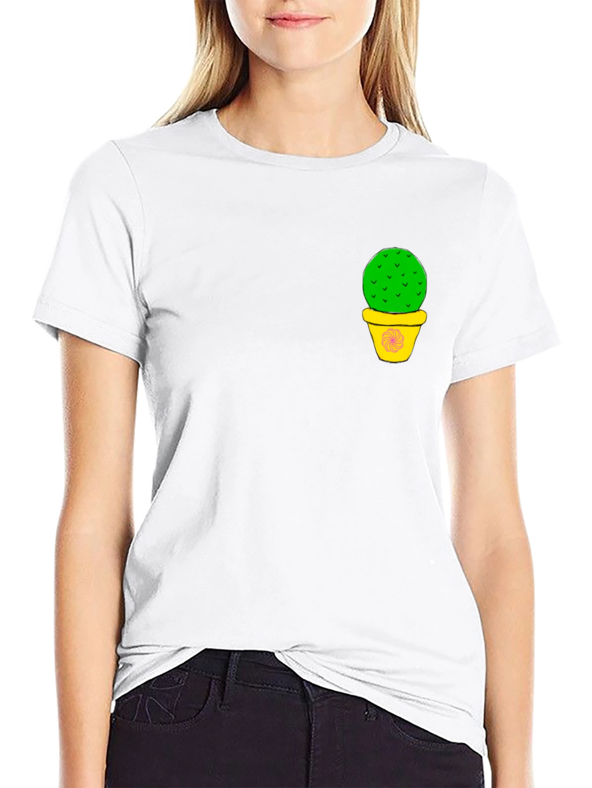 Cactus Pot Graphic Black T-Shirt