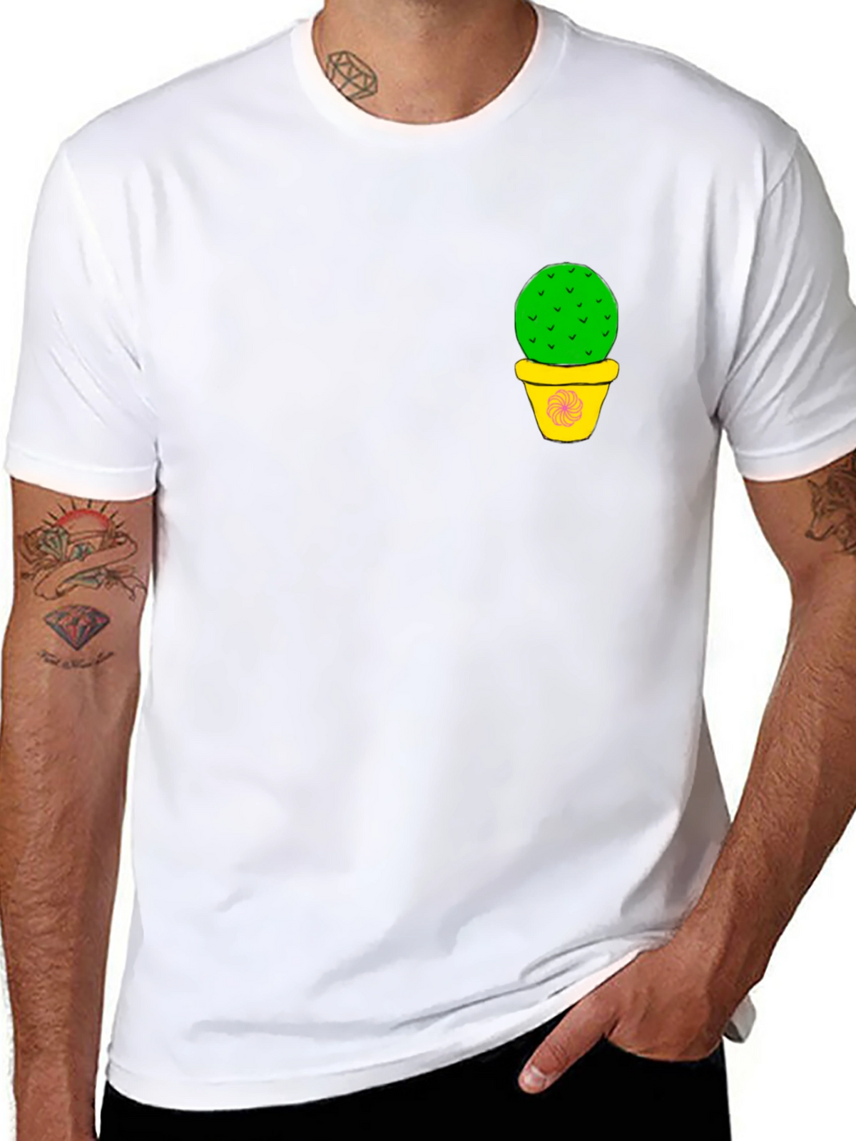 Cactus Pot Graphic Black T-Shirt