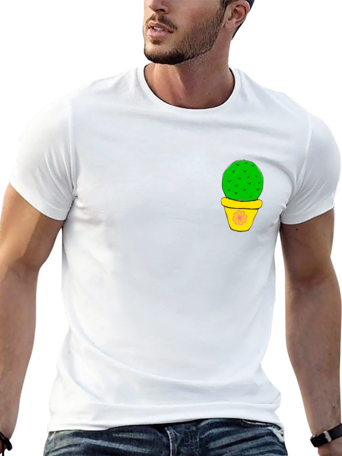 Cactus Pot Graphic Black T-Shirt