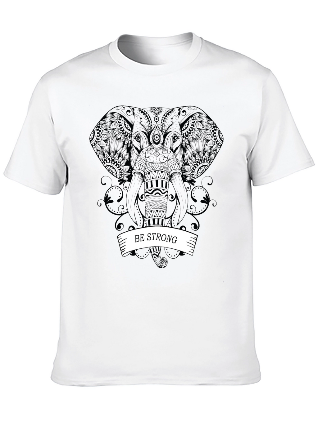 Be Strong Elephant Graphic Tee - Black
