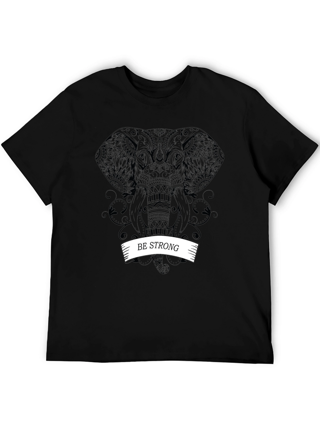 Be Strong Elephant Graphic Tee - Black