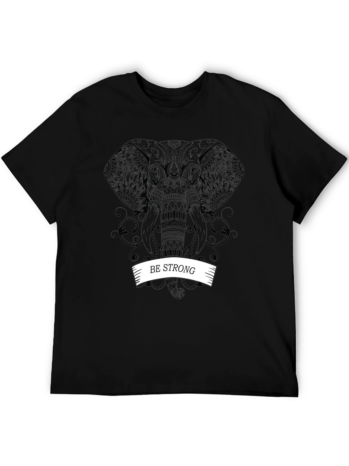 Be Strong Elephant Graphic Tee - Black