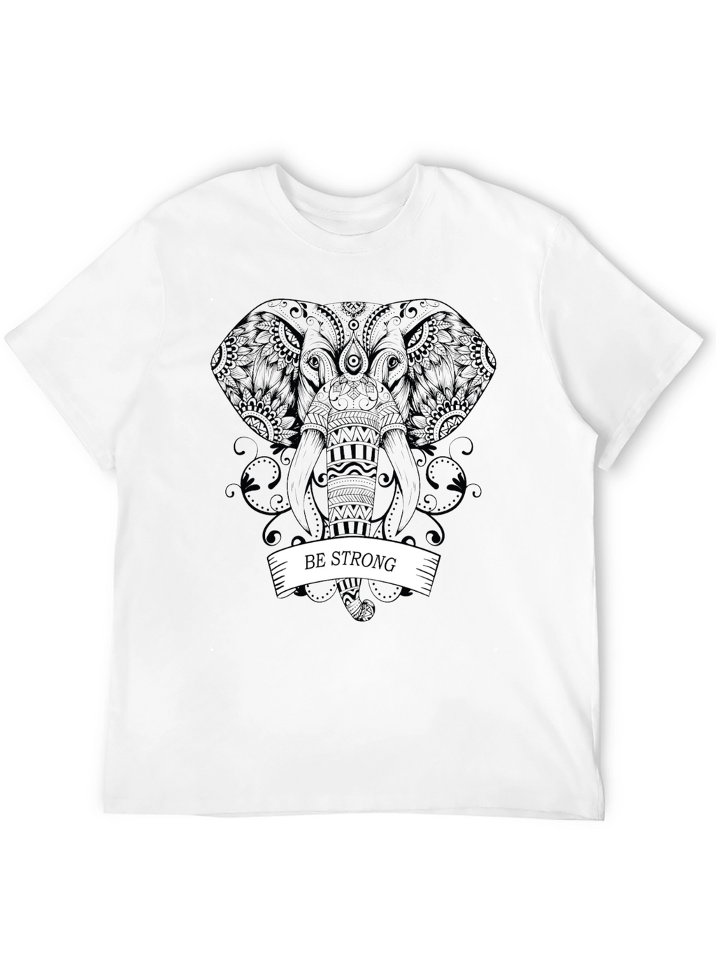 Be Strong Elephant Graphic Tee - Black