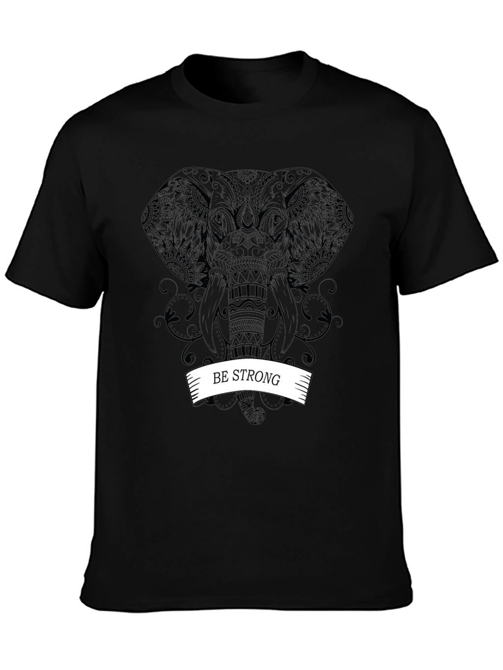 Be Strong Elephant Graphic Tee - Black