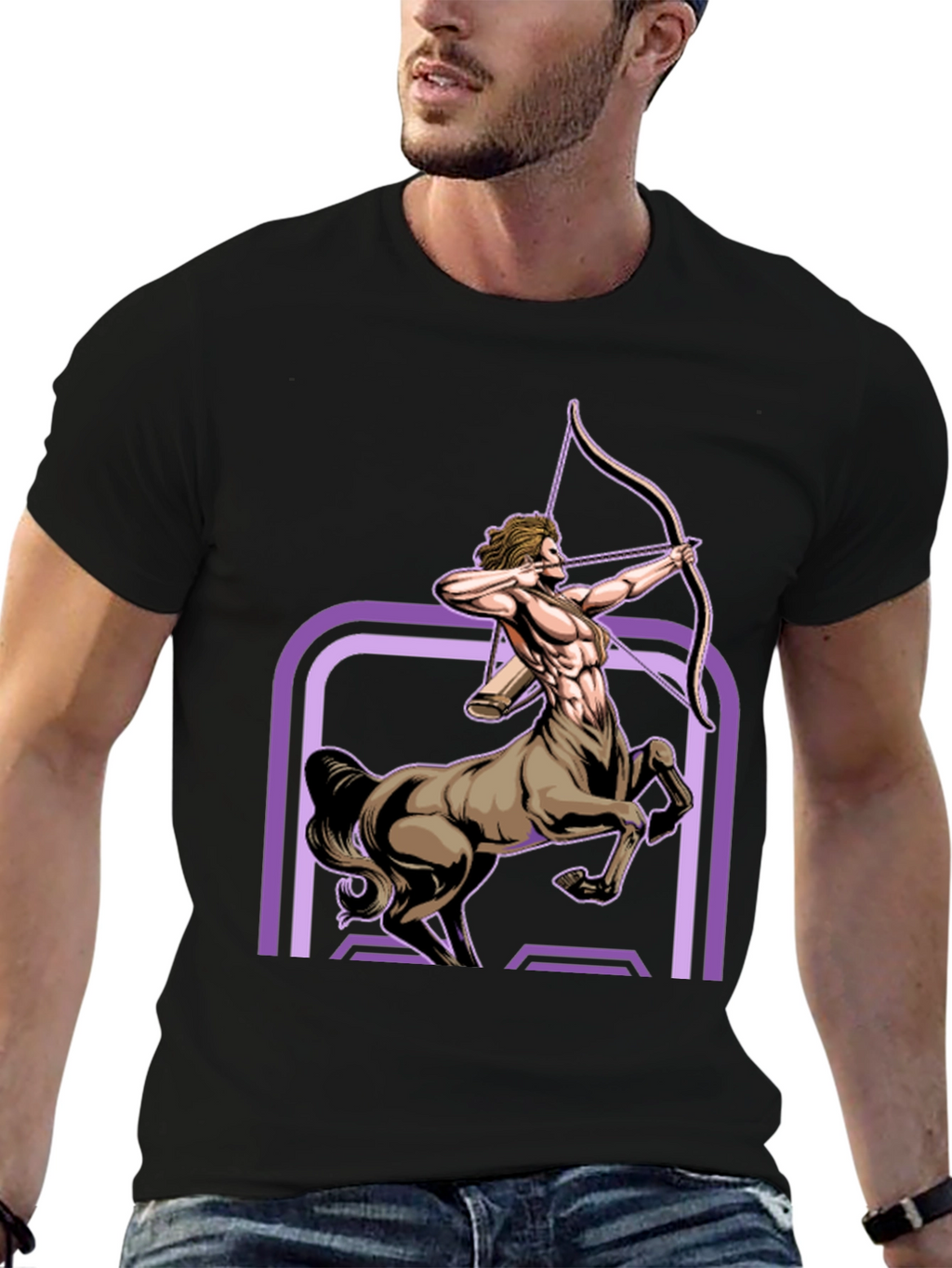 Sagittarius Centaur Graphic Tee - Black