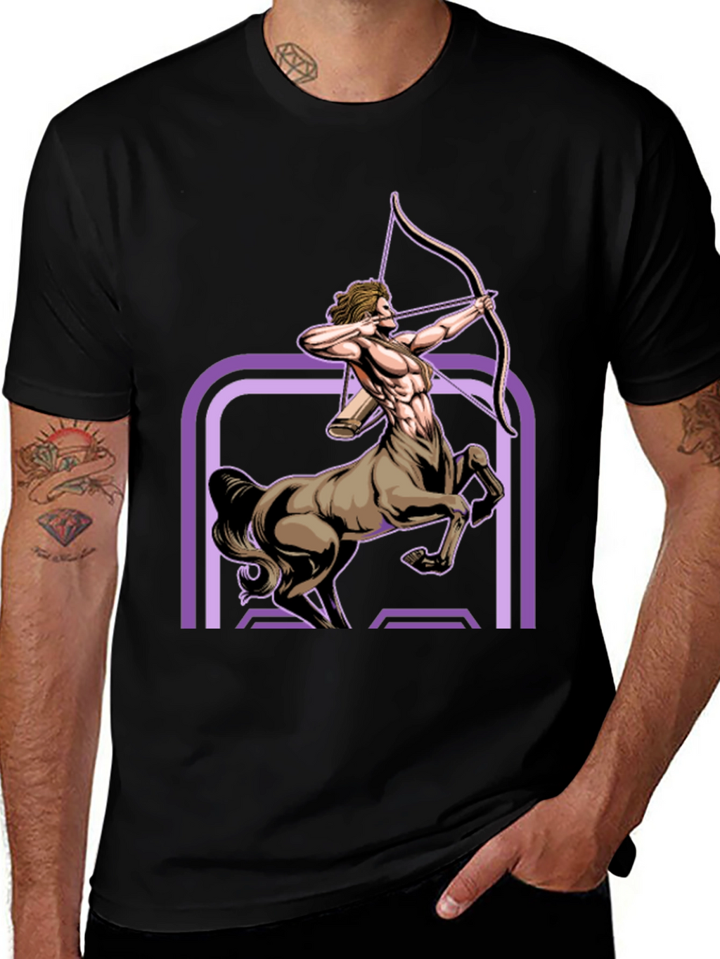 Sagittarius Centaur Graphic Tee - Black