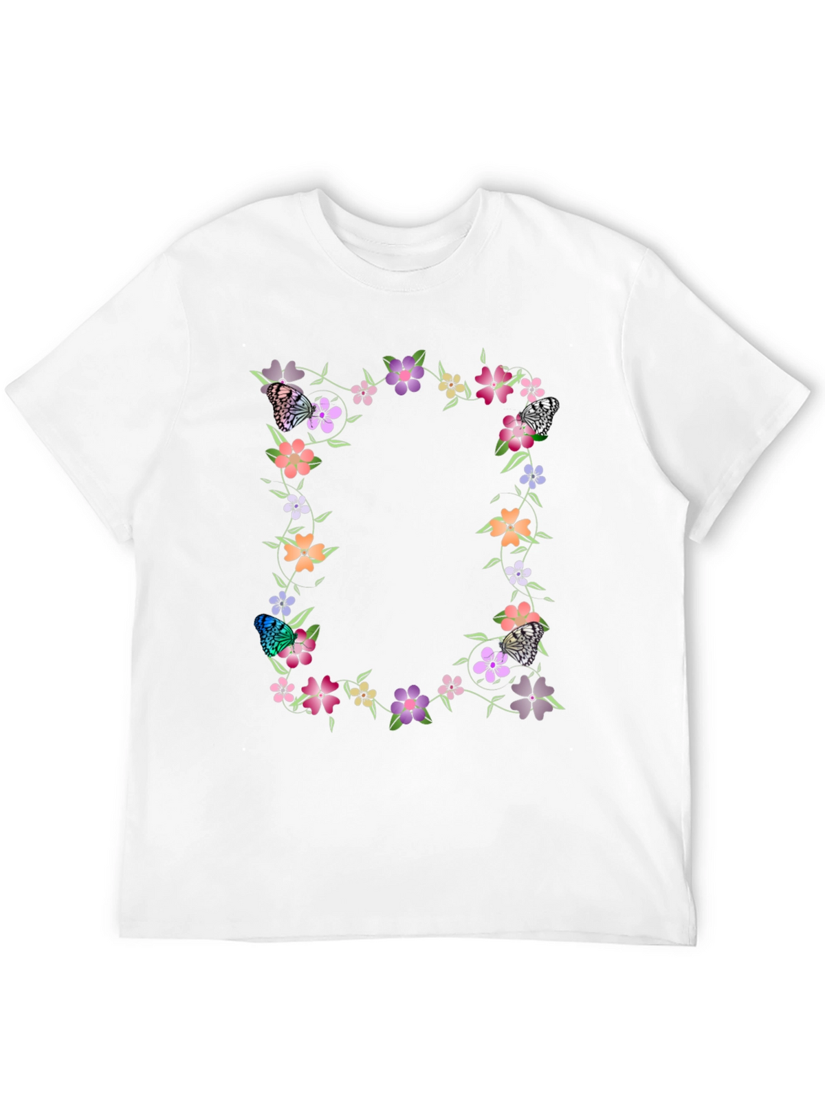 Floral Butterfly Black T-Shirt