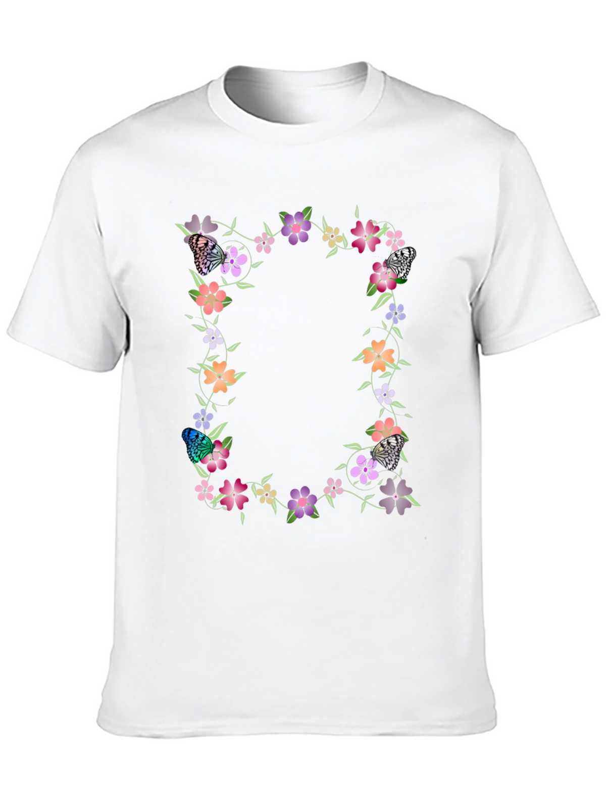 Floral Butterfly Black T-Shirt