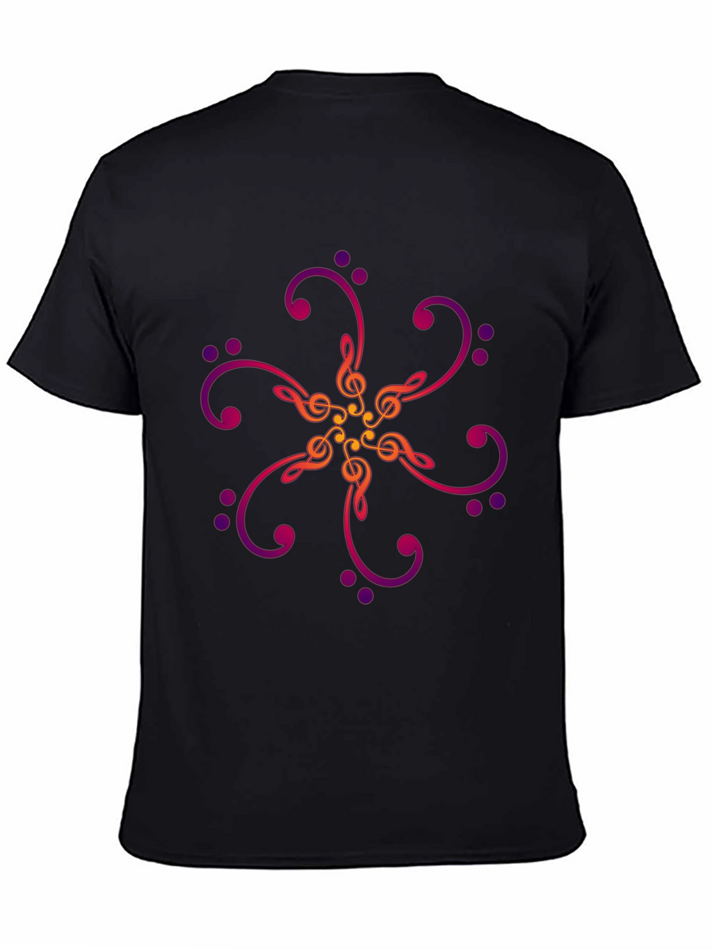 Musical Notes Graphic Print Black T-Shirt
