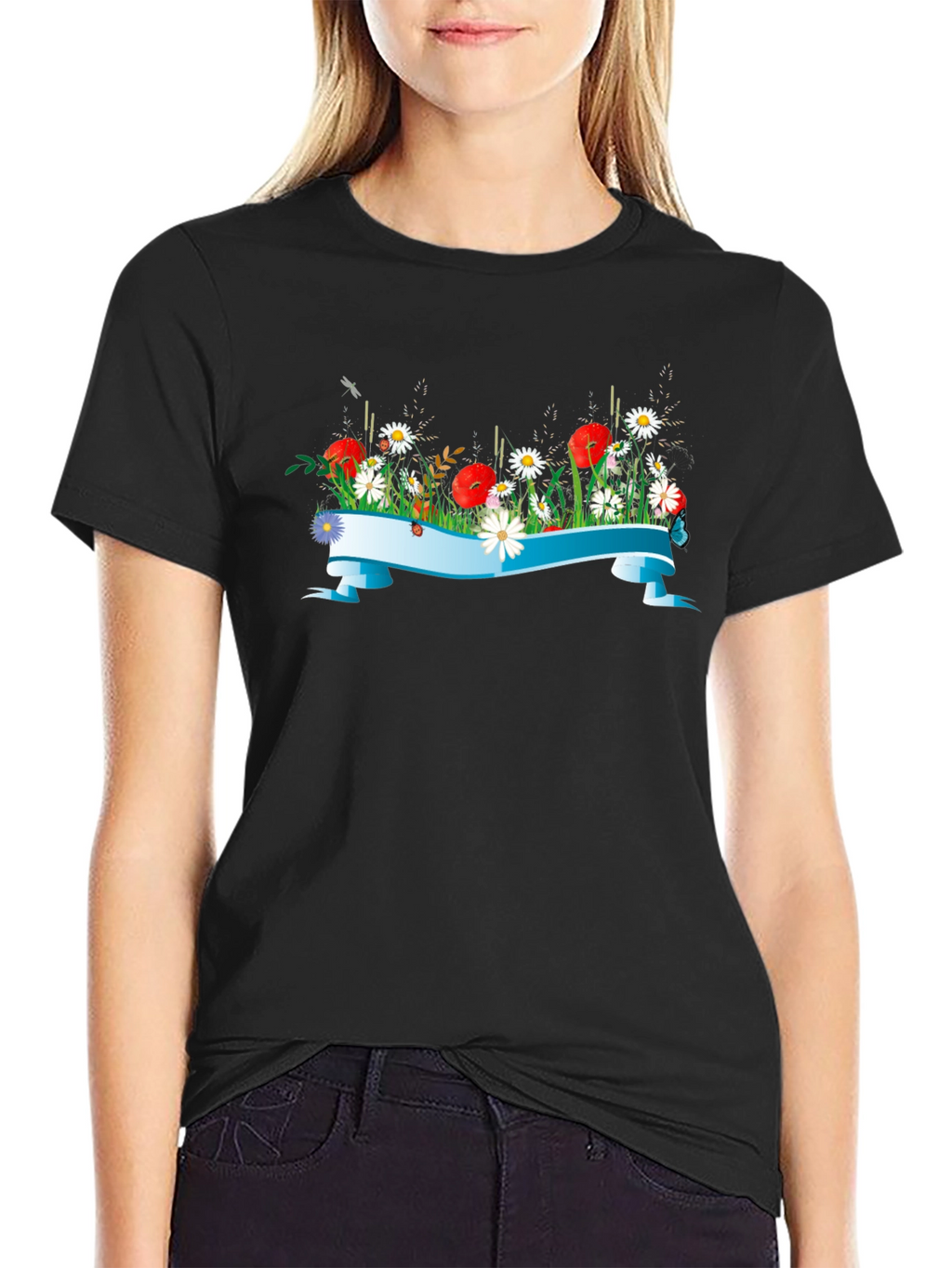 Floral Ribbon Graphic T-Shirt