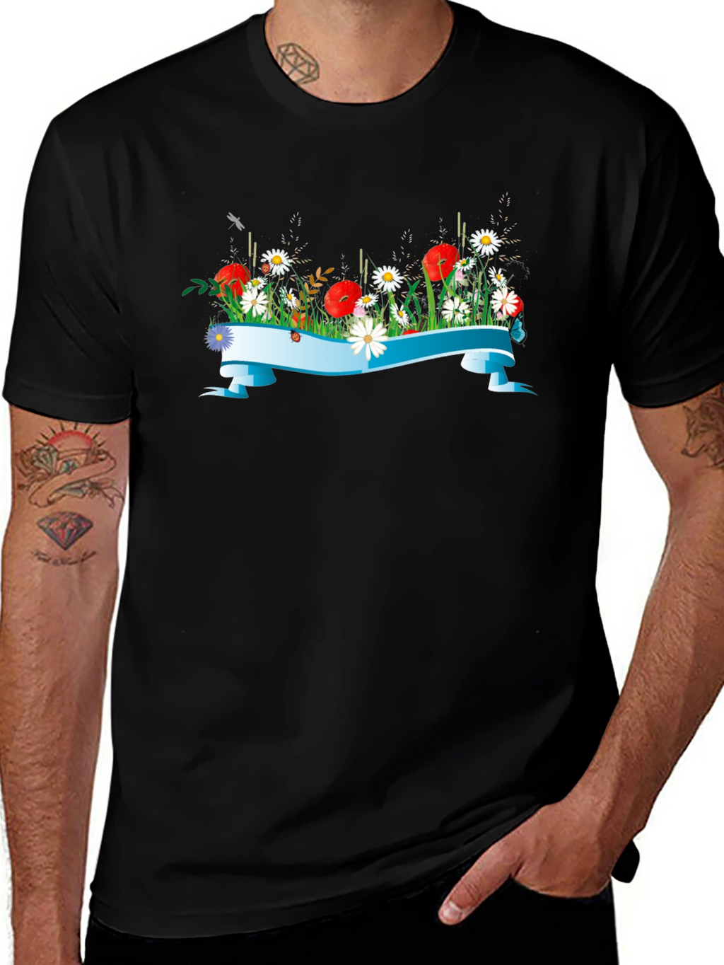 Floral Ribbon Graphic T-Shirt