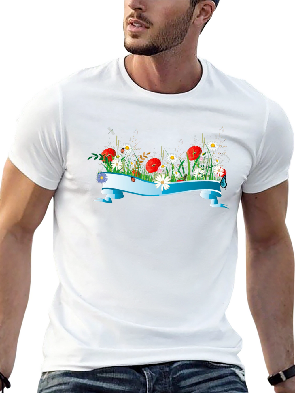 Floral Ribbon Graphic T-Shirt