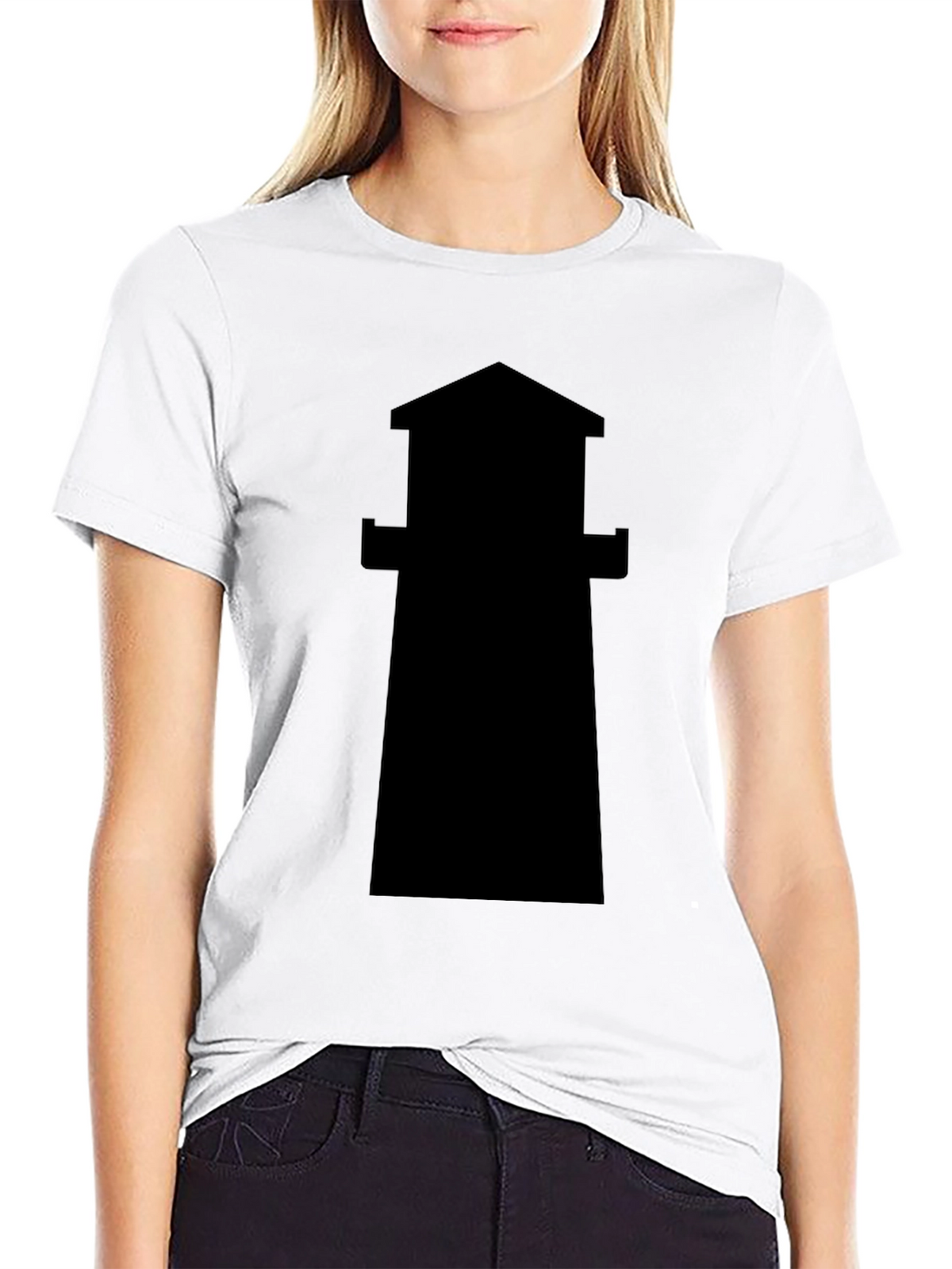 Lighthouse Silhouette Tee - Classic Black Cotton T-Shirt