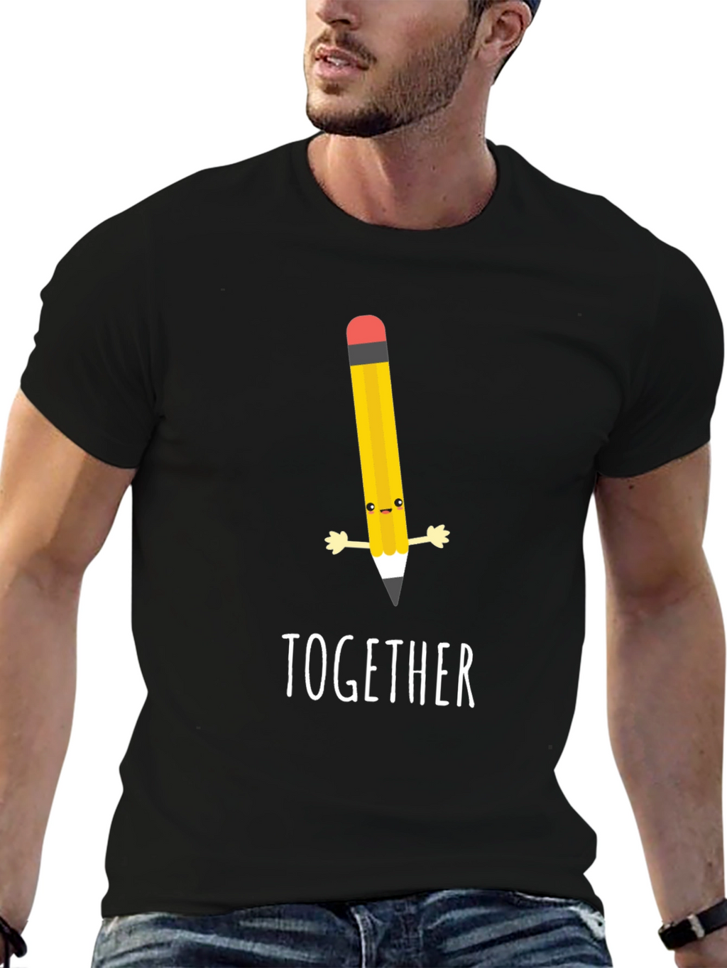 Together Pencil Graphic Black T-Shirt